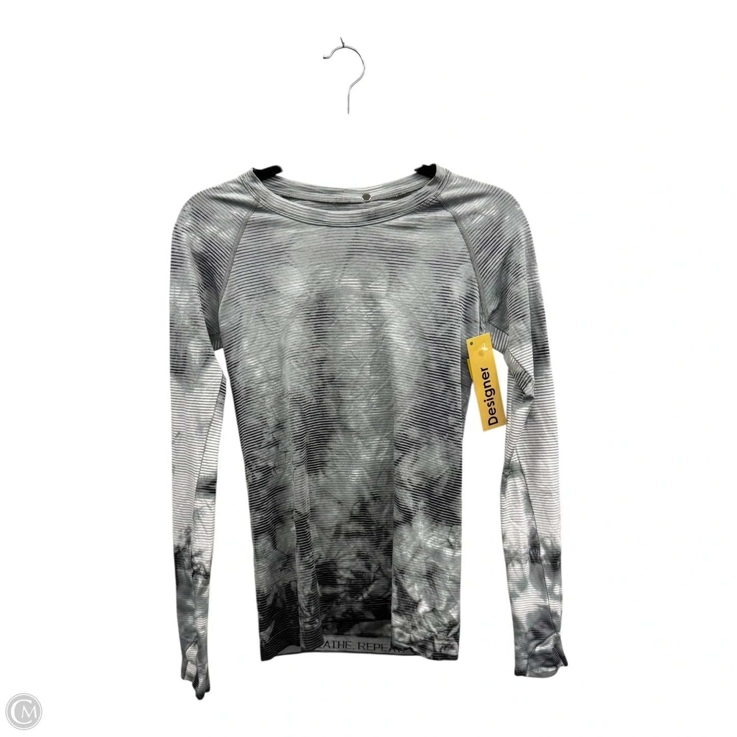 Athletic Top Long Sleeve Crewneck By Lululemon In Black & Grey, Size: 6