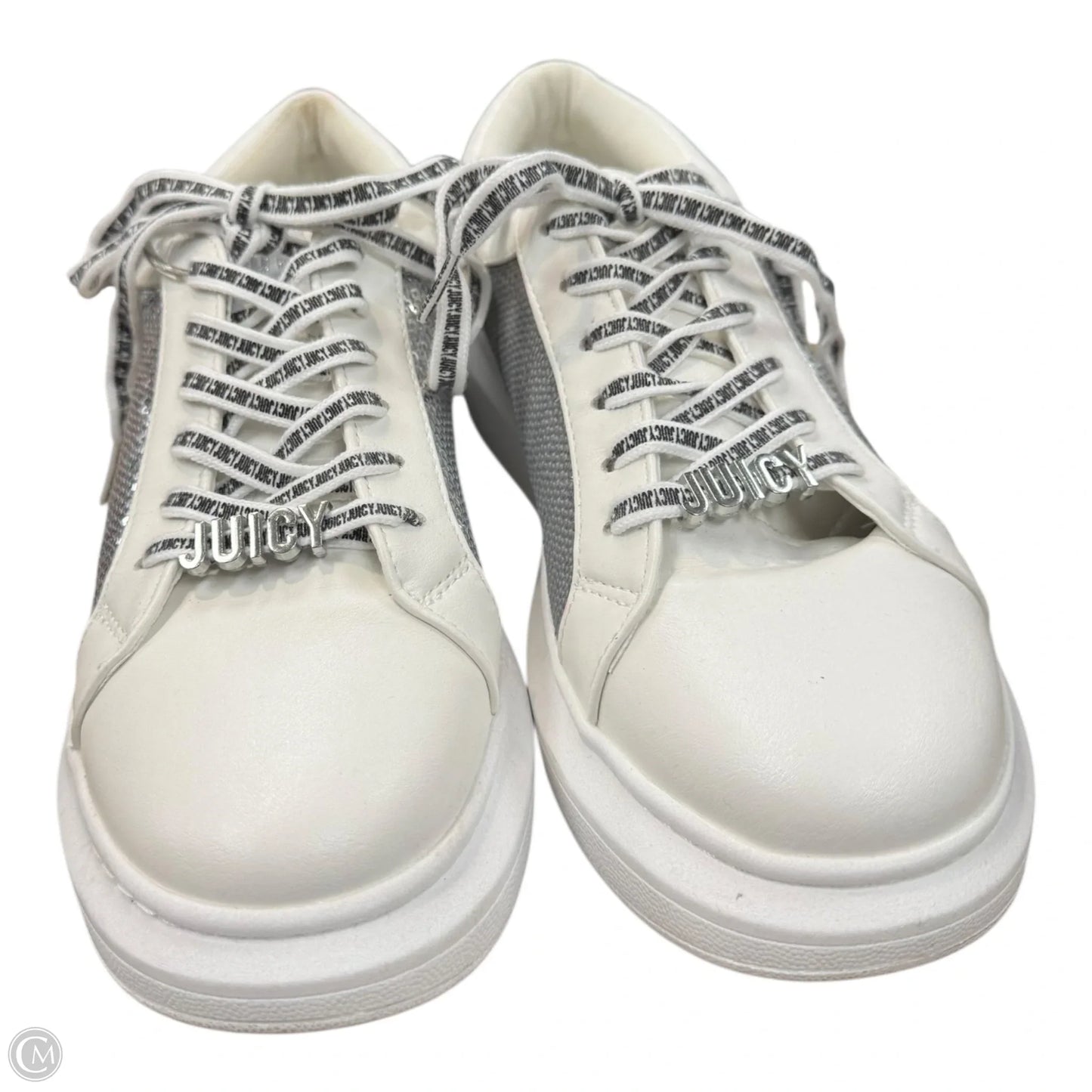 Shoes Sneakers By Juicy Couture In Silver & White, Size: 10.5