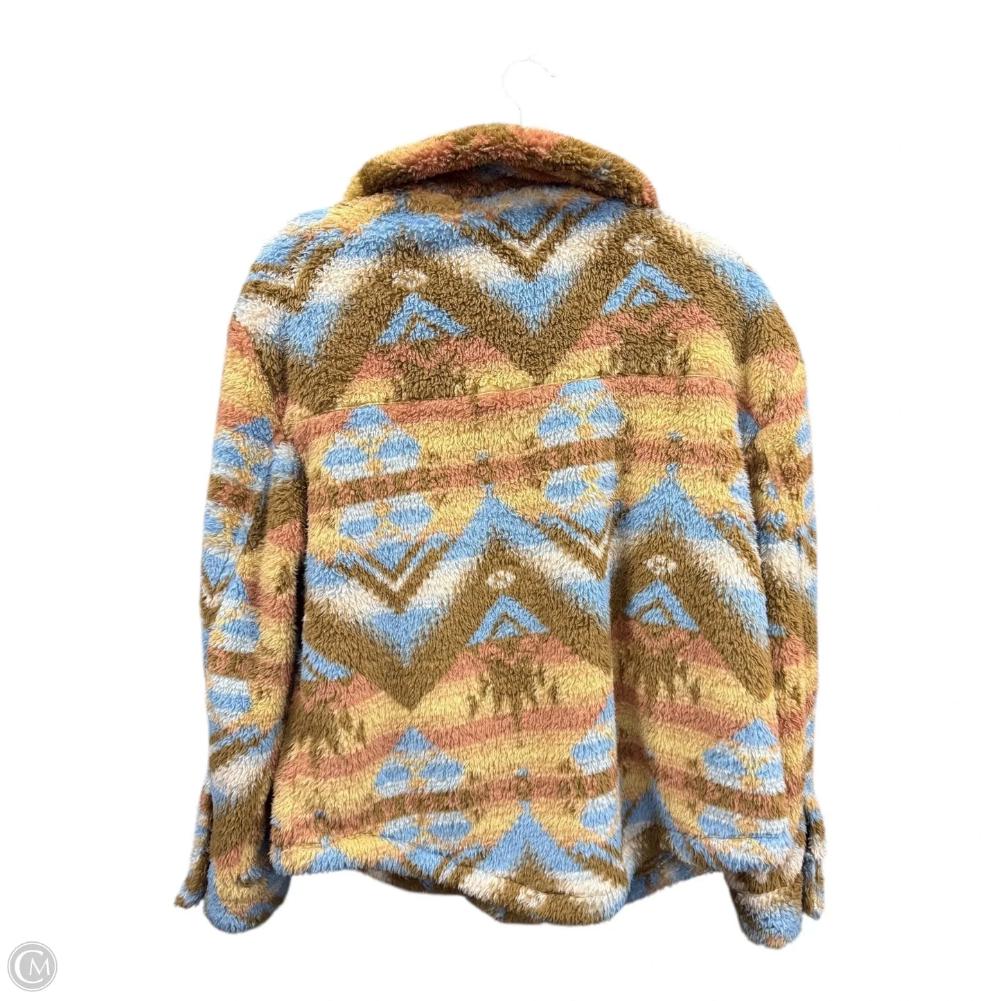 Jacket Faux Fur & Sherpa By Lucky Brand In Brown & Gold, Size: M