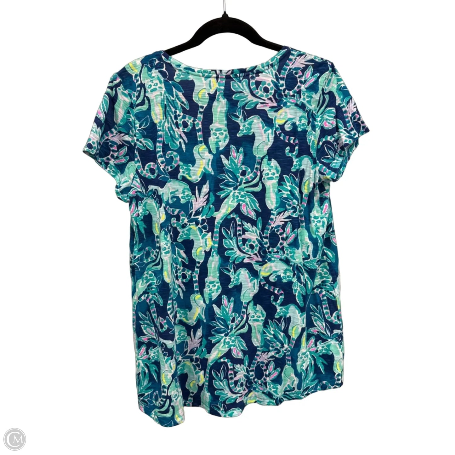 Top Short Sleeve Designer By Lilly Pulitzer In Blue & Purple, Size: L
