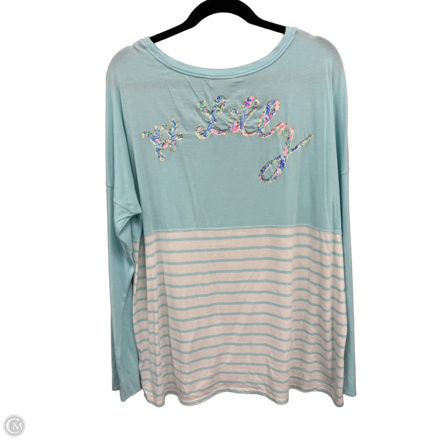 Top Long Sleeve Designer By Lilly Pulitzer In Blue & Pink, Size: Xl