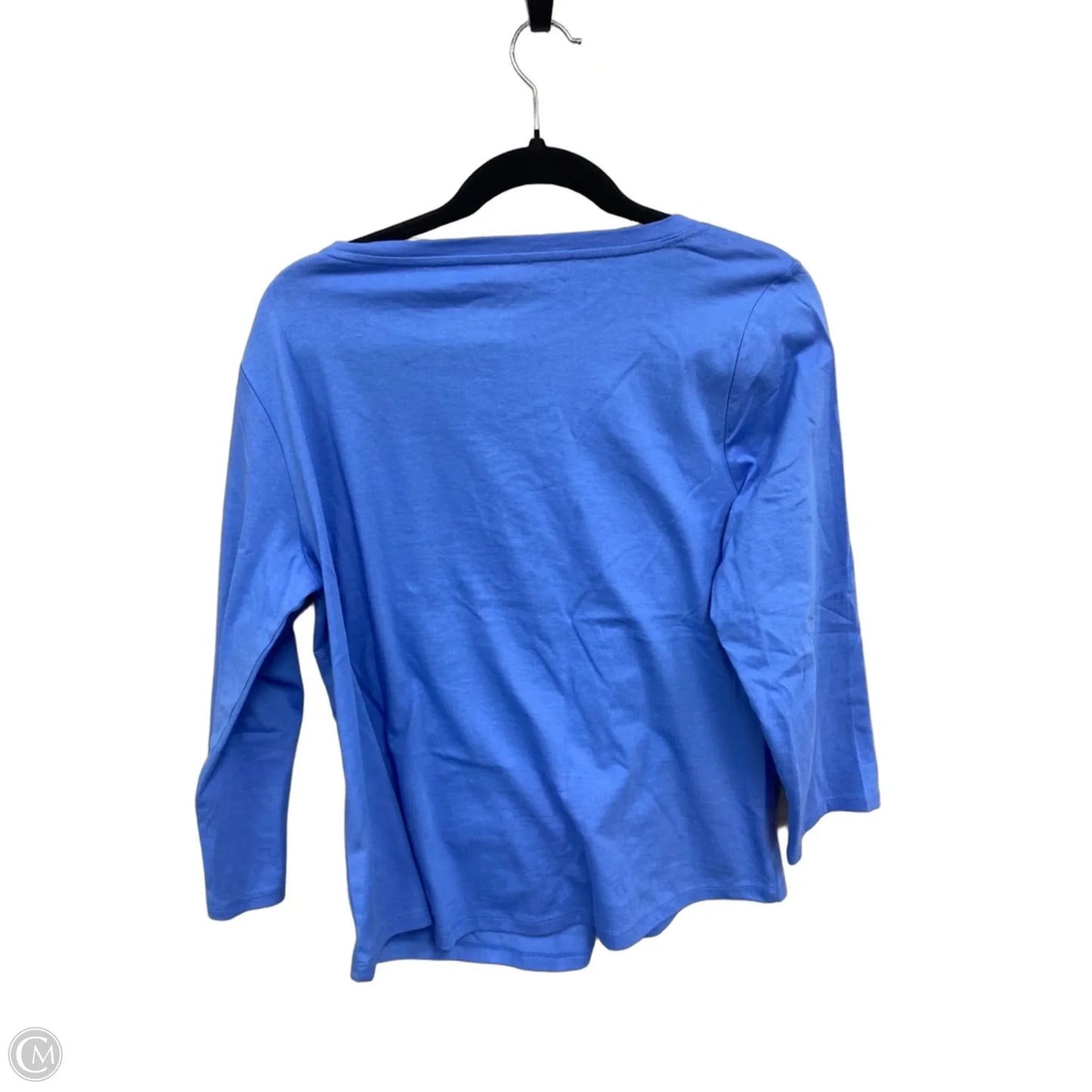 Top Long Sleeve Basic By Talbots In Blue & White, Size: L