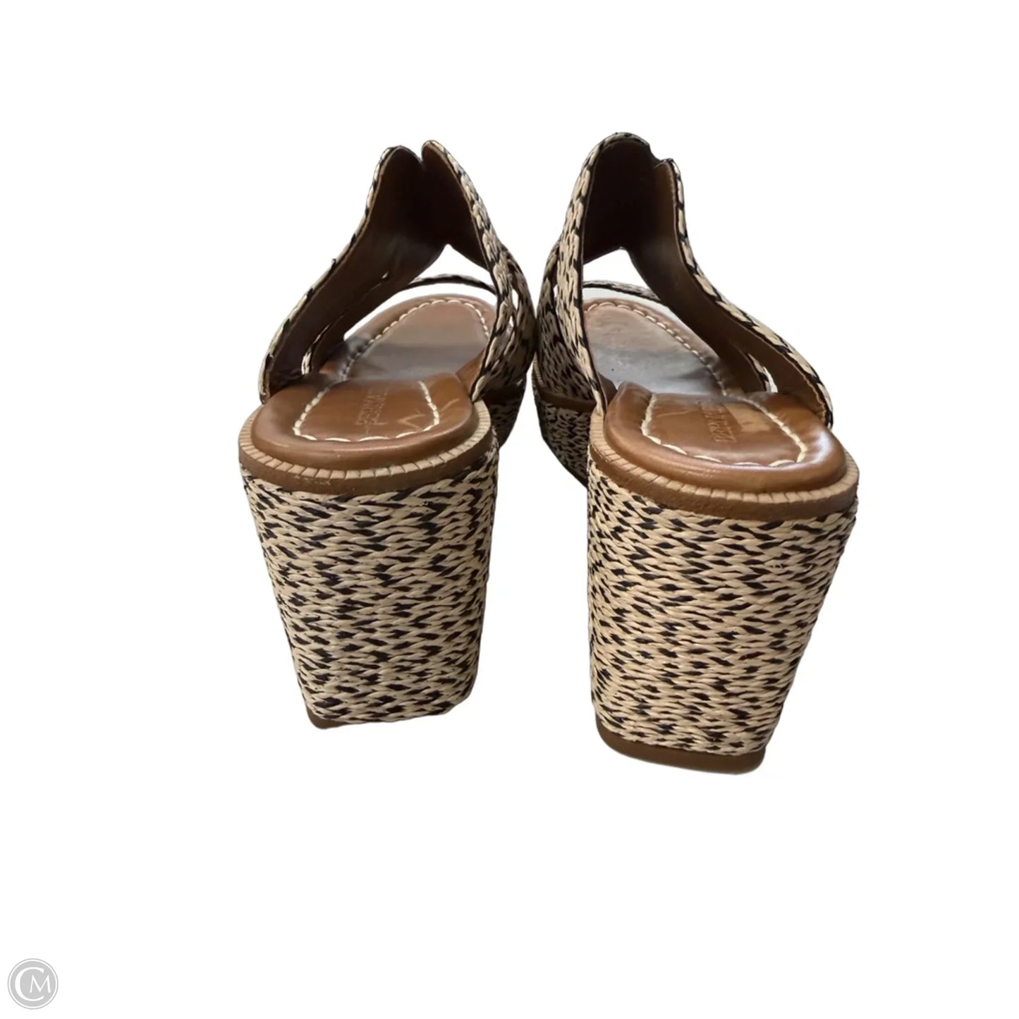 Sandals Heels Wedge By Bernardo In Black & Cream, Size: 8.5