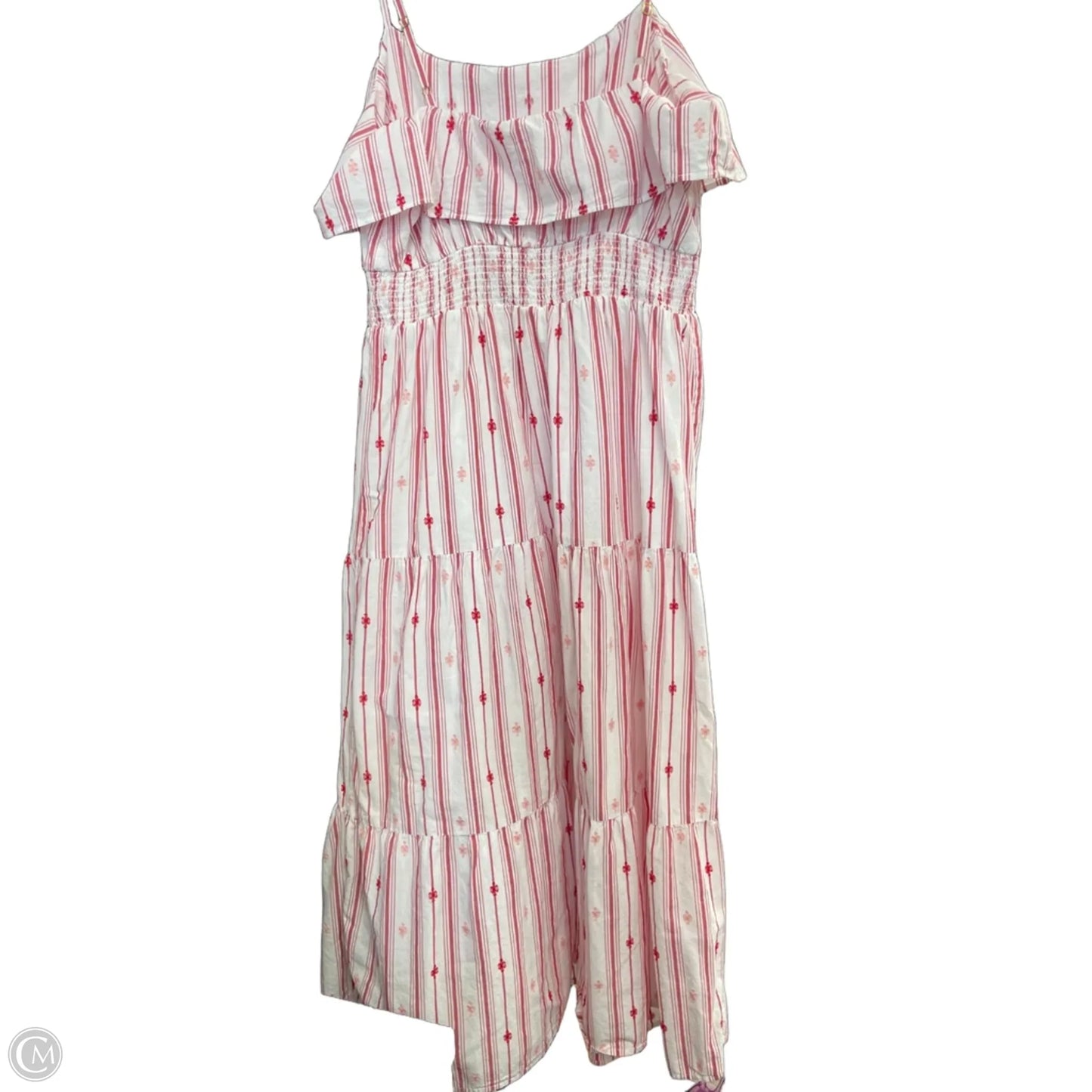 Dress Casual Midi By Loft In Red & White, Size: S