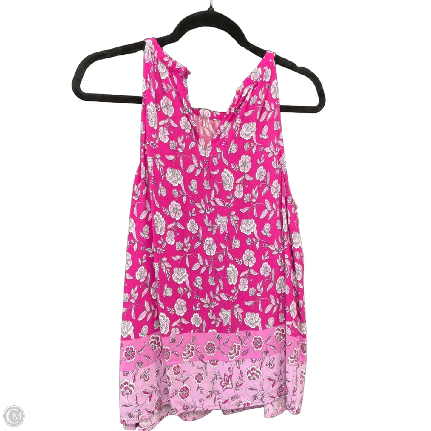 Blouse Sleeveless By Loft In Pink & White, Size: M