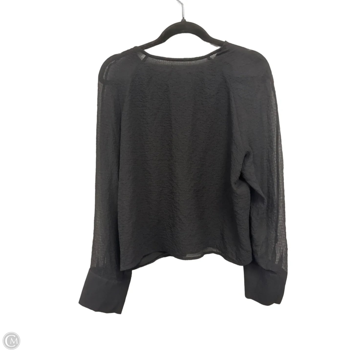 Blouse Long Sleeve By Calvin Klein In Black, Size: Xl