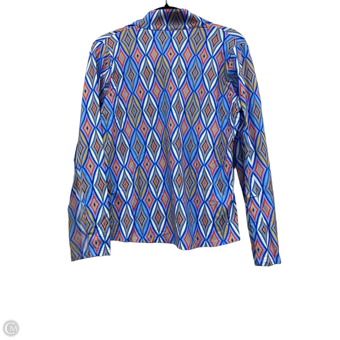 Athletic Top Long Sleeve Collar By Ibkul In Blue & Orange, Size: M