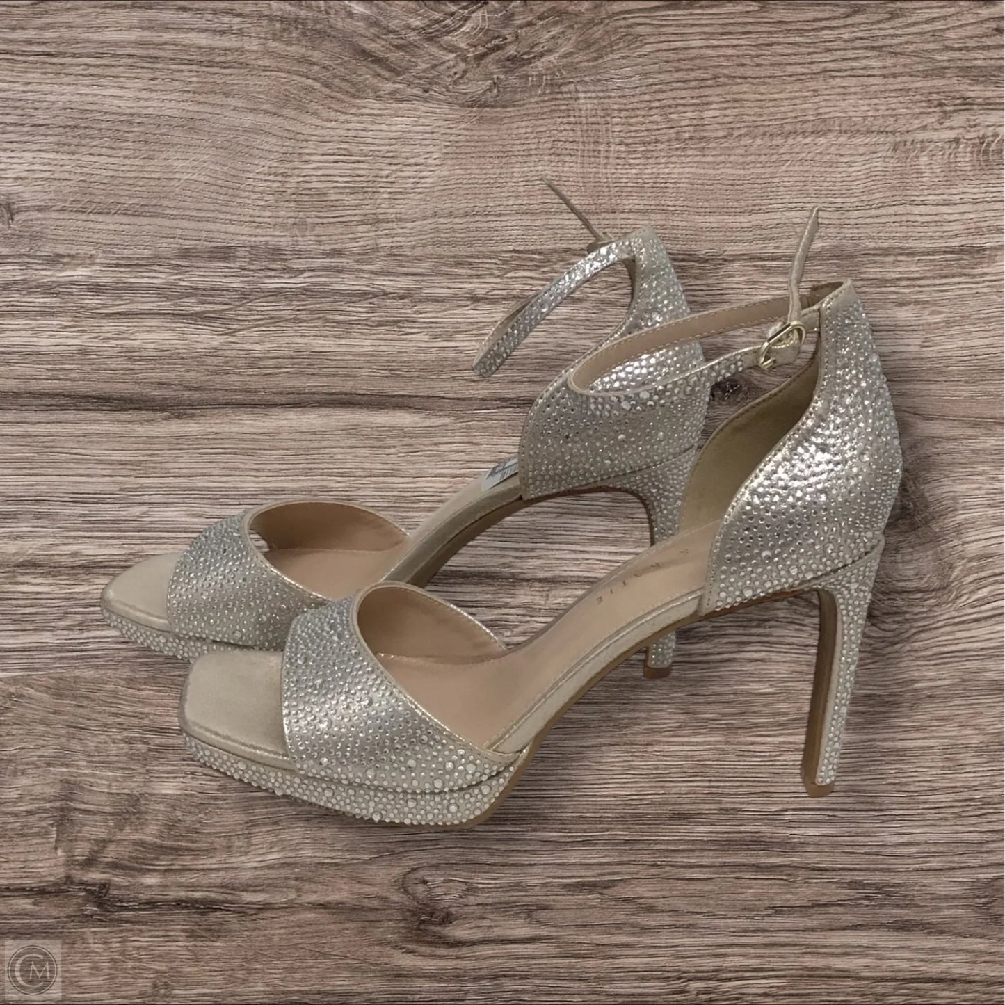 Sandals Heels Stiletto By Kelly And Katie In Silver, Size: 8.5