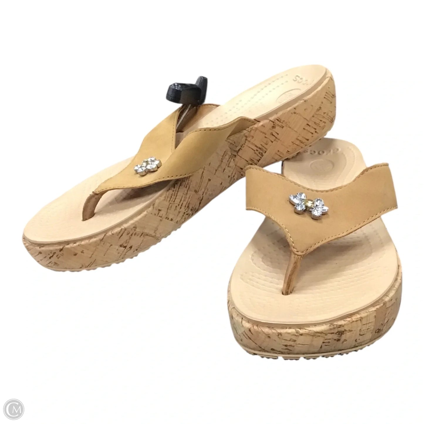Sandals Flip Flops By Crocs In Tan, Size: 8