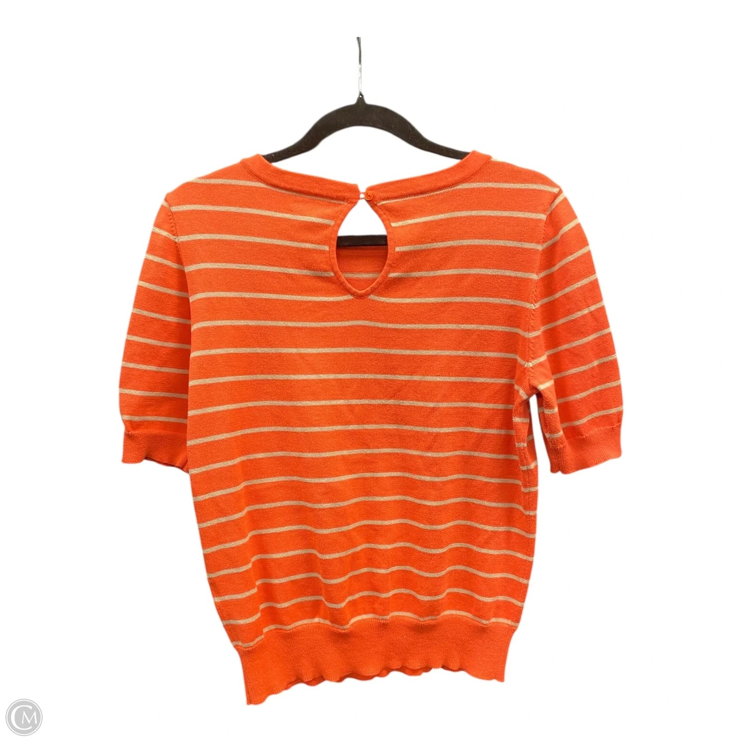 Sweater Short Sleeve By Lord And Taylor In Orange & Tan, Size: L