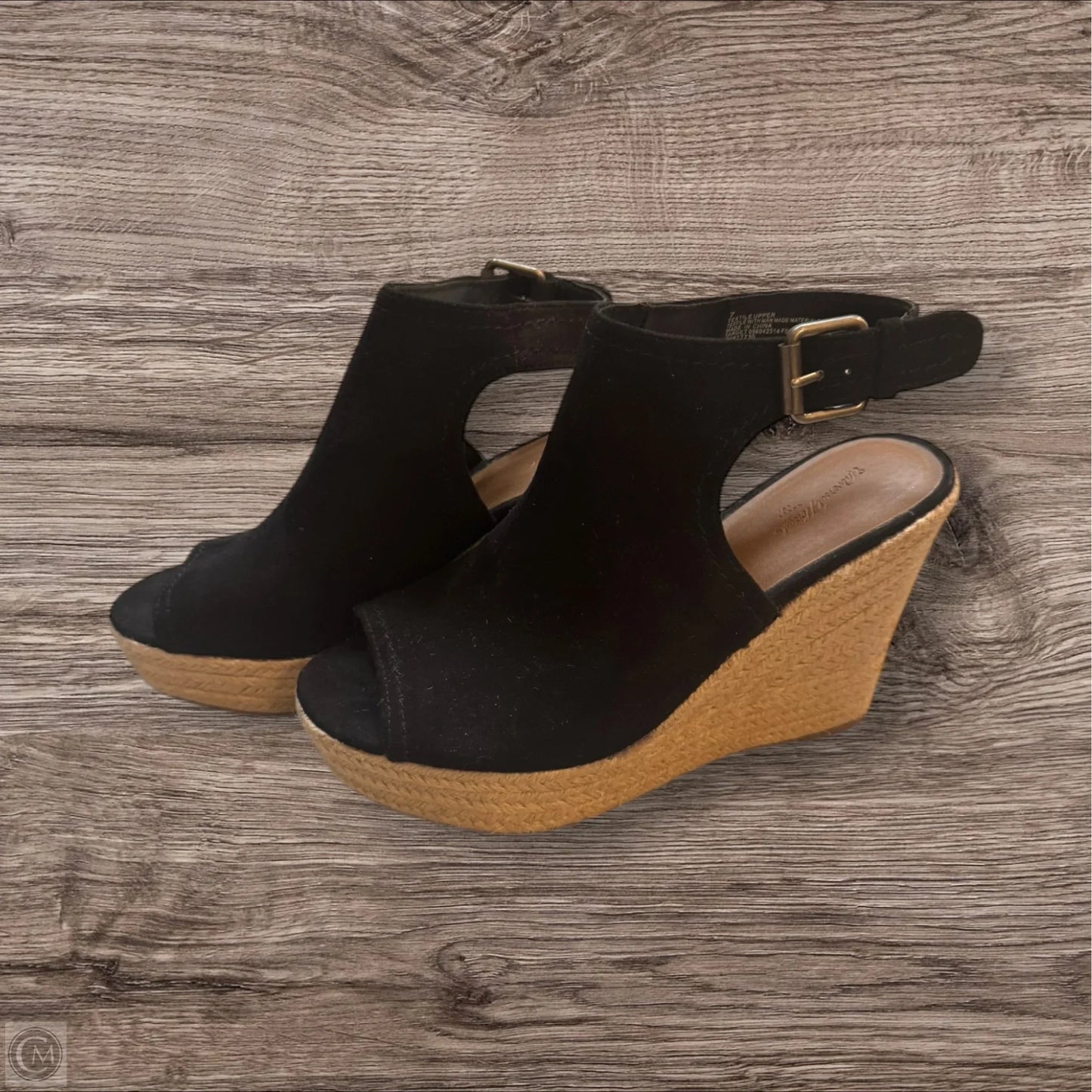 Sandals Heels Wedge By Universal Thread In Black, Size: 7