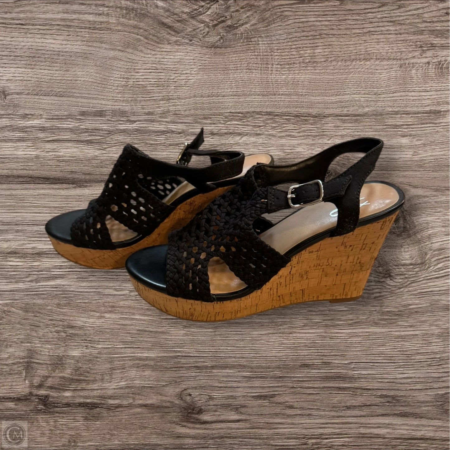 Sandals Heels Wedge By Mix No 6 In Black, Size: 7