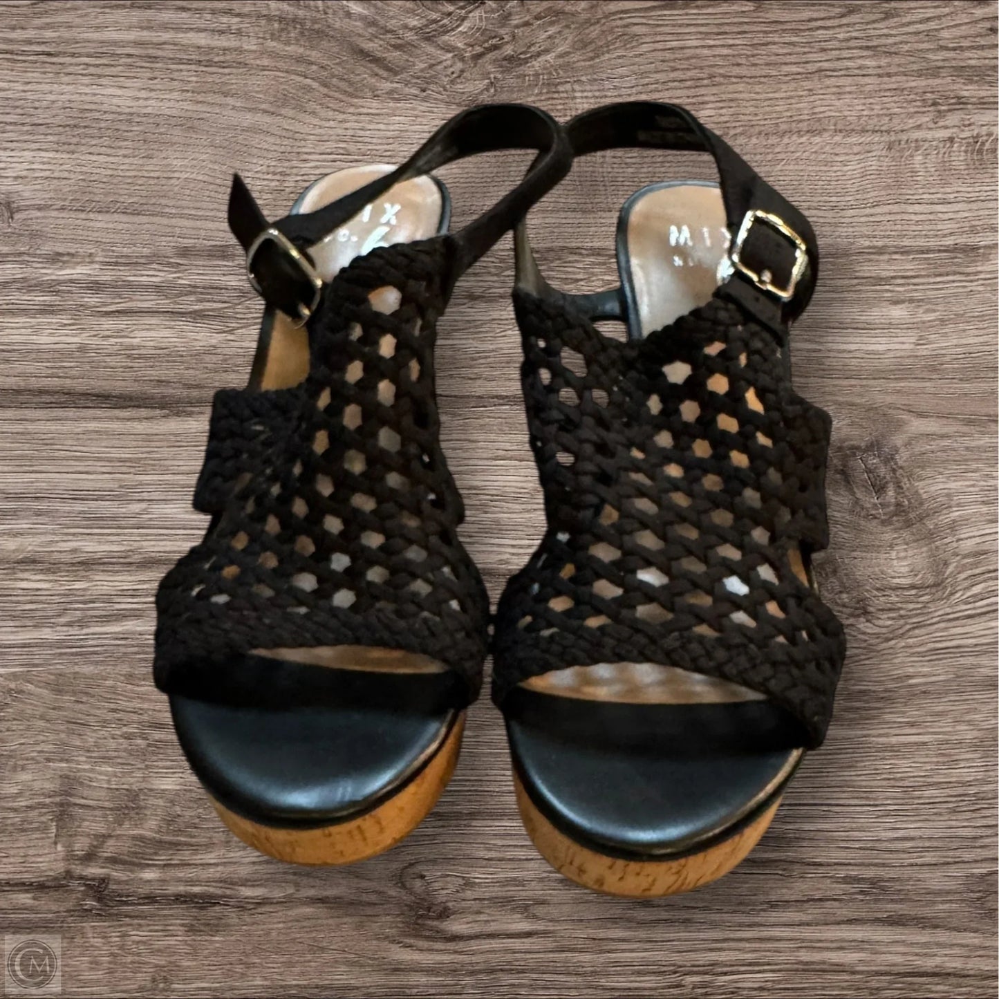Sandals Heels Wedge By Mix No 6 In Black, Size: 7
