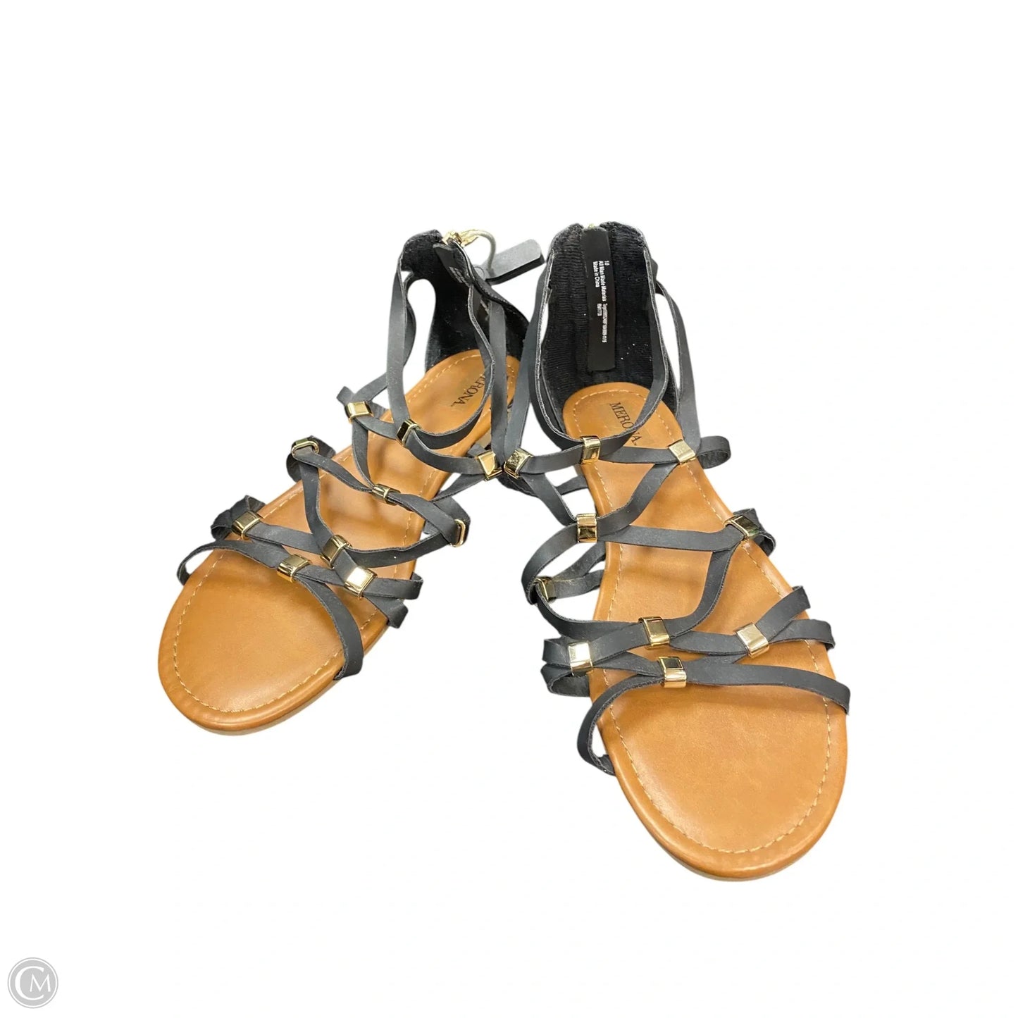 Sandals Flats By Merona In Black & Gold, Size: 10