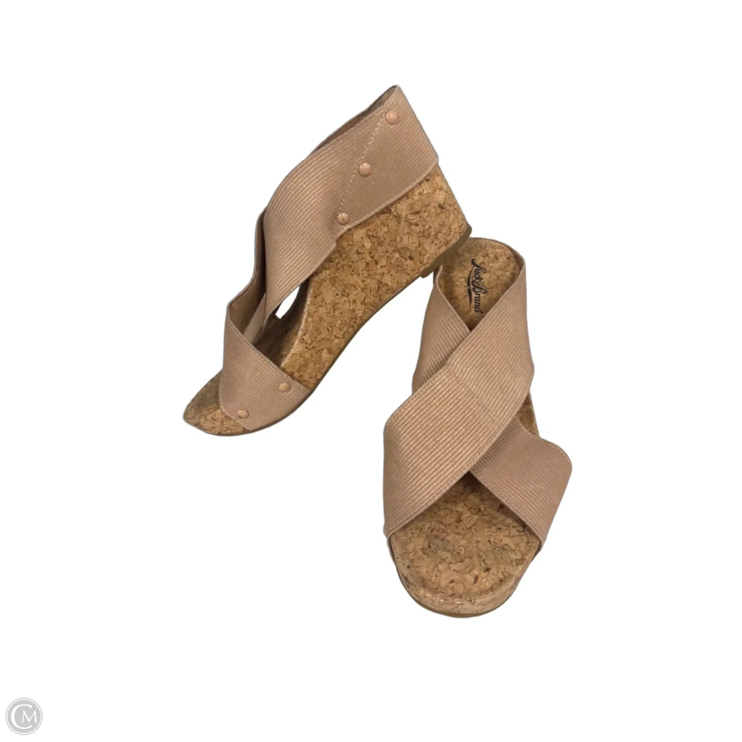 Sandals Heels Wedge By Lucky Brand In Tan, Size: 9.5
