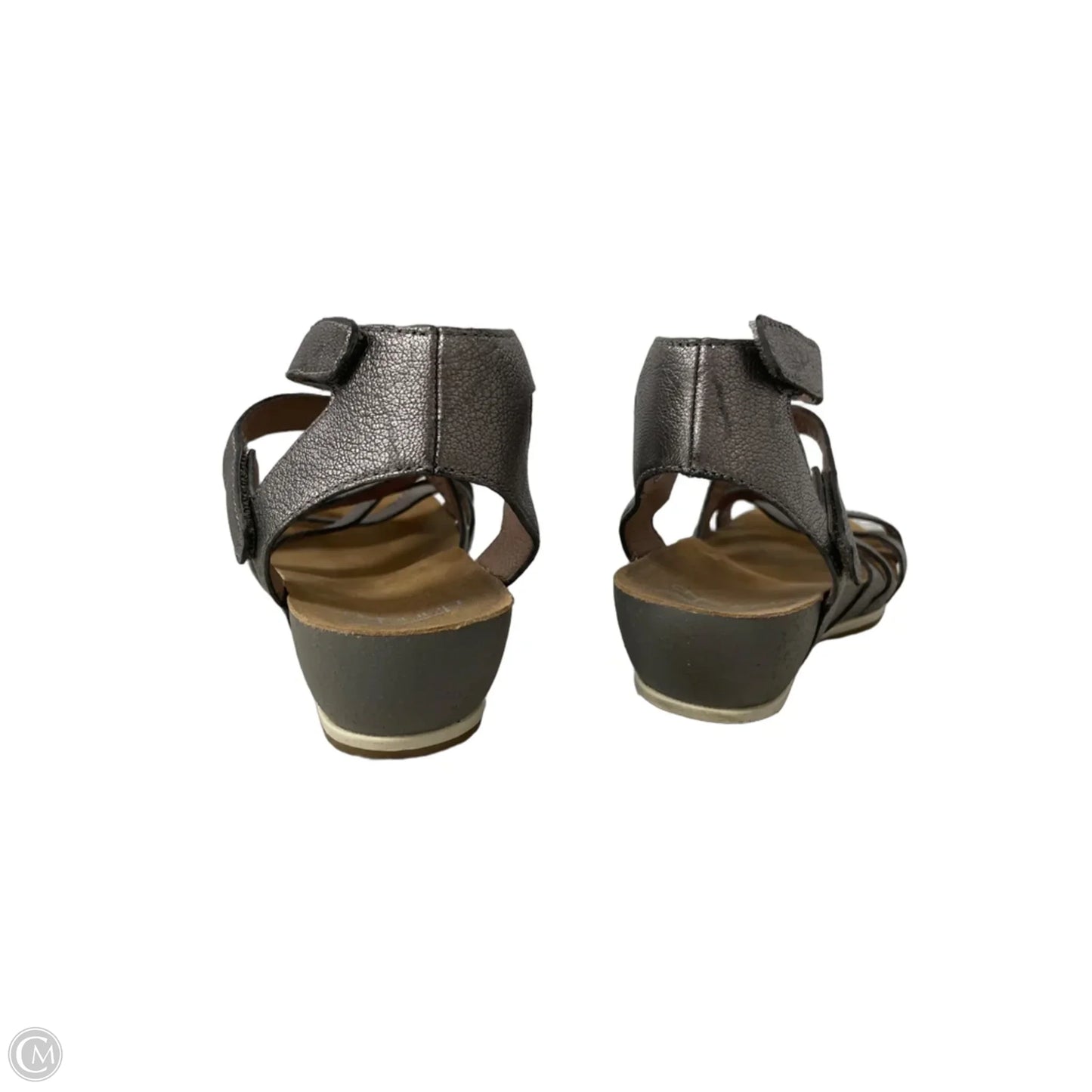 Sandals Heels Wedge By Dansko In Silver, Size: 8.5