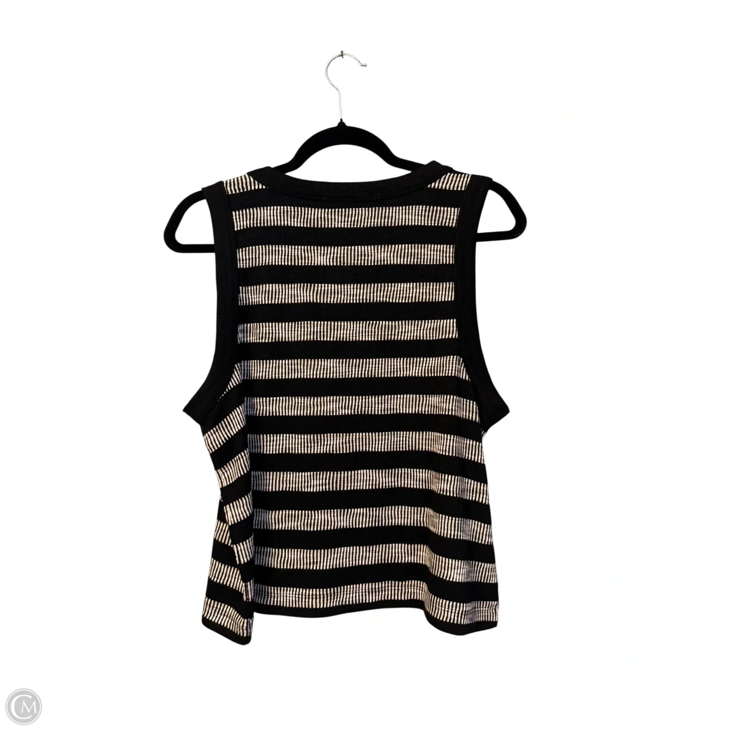 Top Sleeveless By Loft In Black & White, Size: L