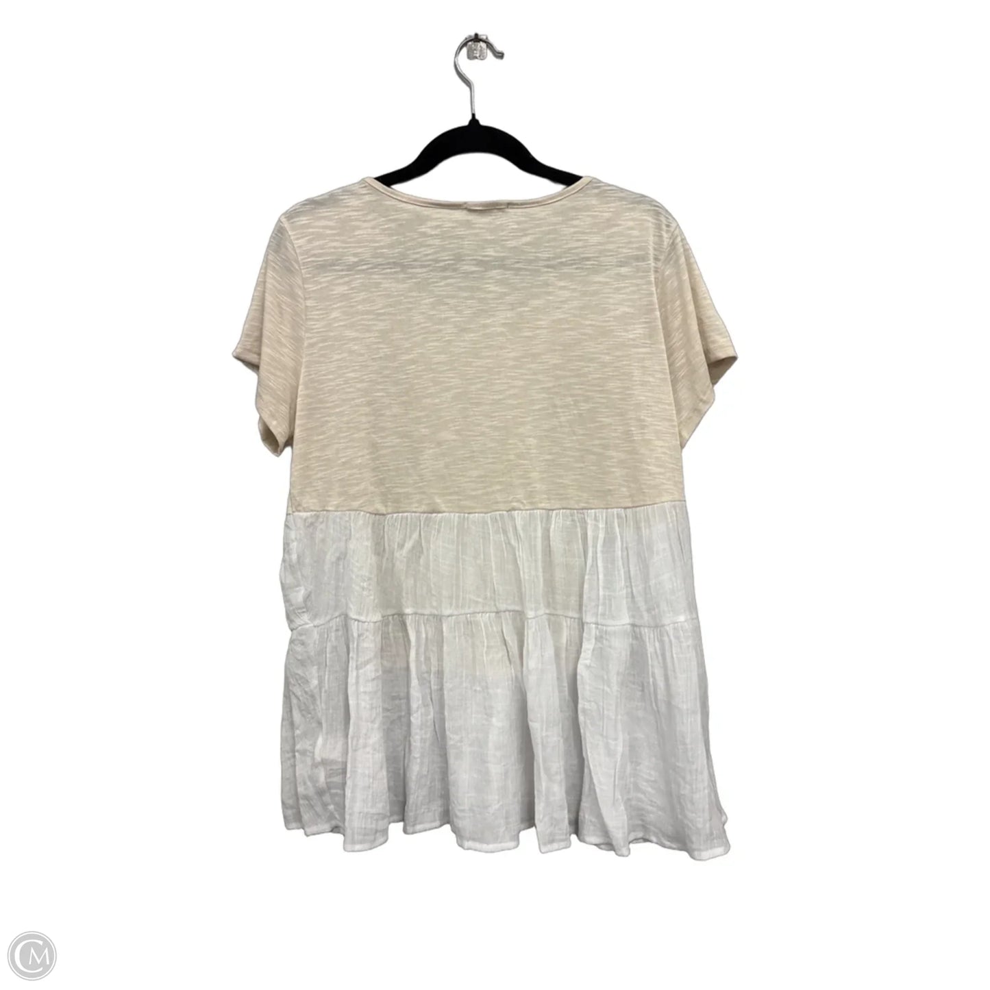 Top Short Sleeve By Entro In Tan & White, Size: L