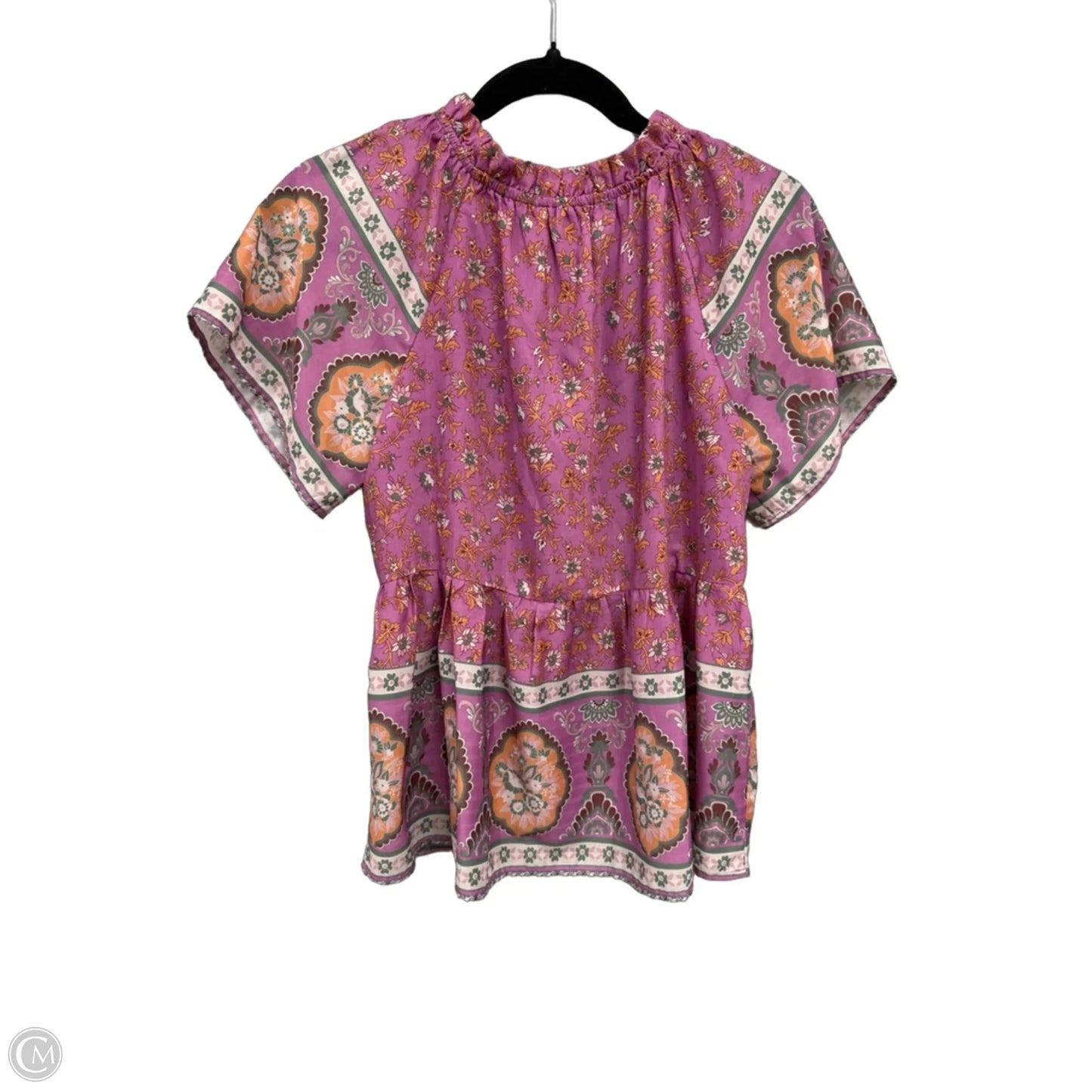 Top Short Sleeve By Joy Joy In Green & Pink, Size: Xs