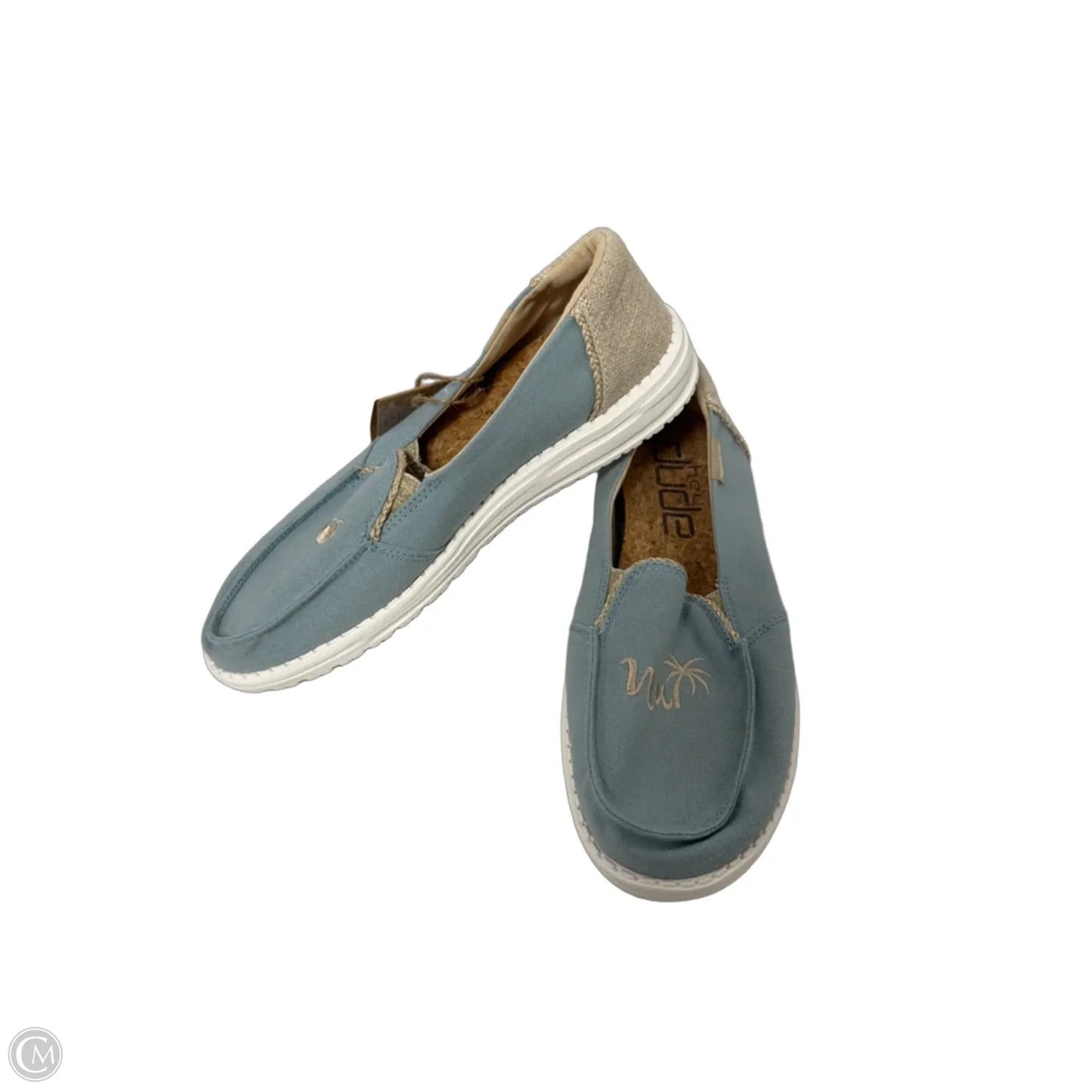 Shoes Sneakers By Hey Dude In Blue & Gold, Size: 8