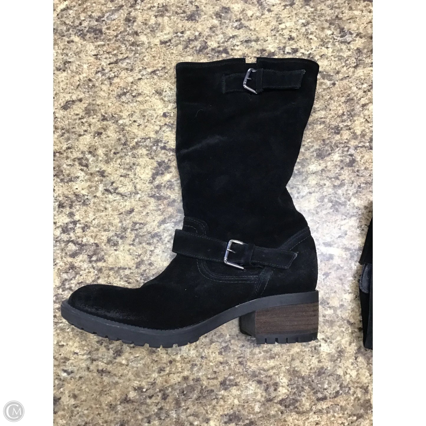 Boots Mid-calf Heels By Clothes Mentor In Black, Size: 10