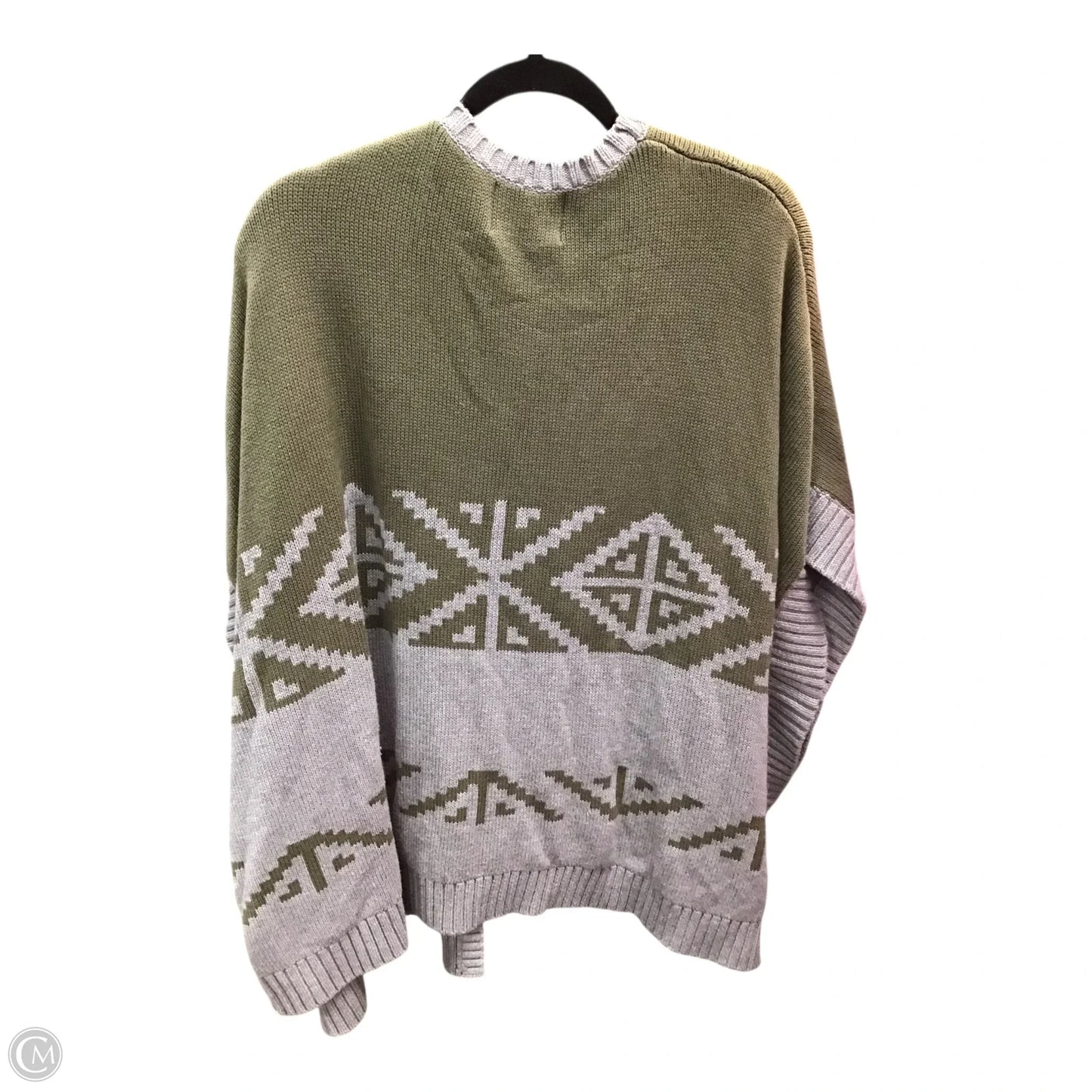 Sweater Cardigan By Banana Republic In Green & Grey, Size: L
