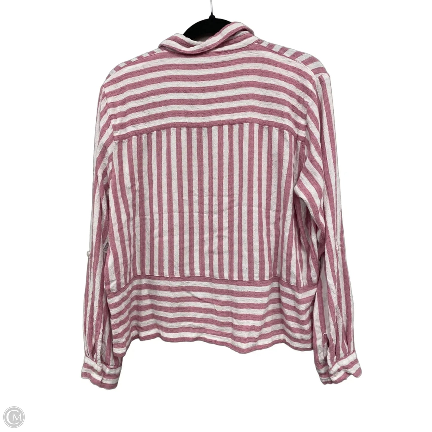 Top Long Sleeve By Jane And Delancey In Pink & White, Size: M