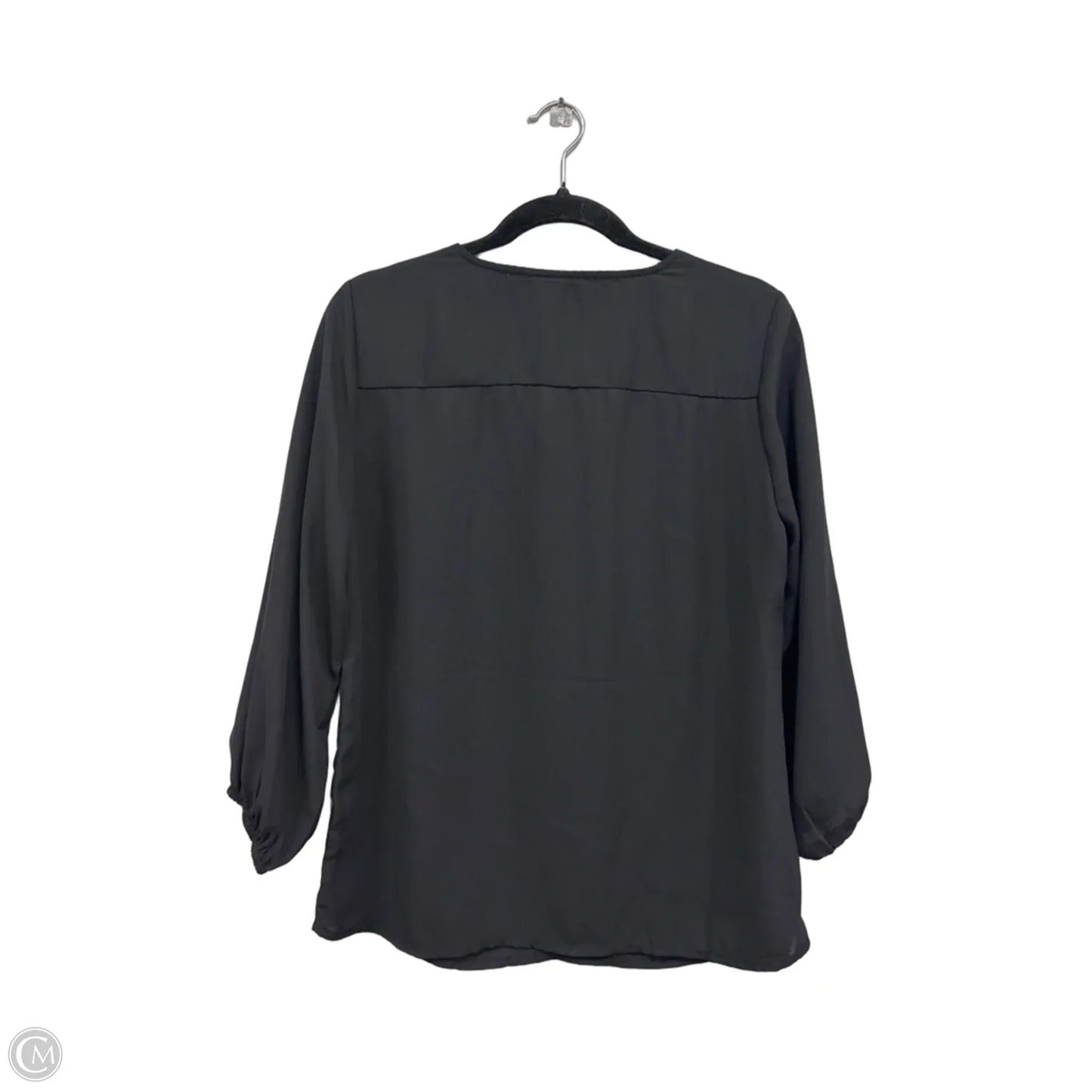 Blouse Long Sleeve By New York And Co In Black & Silver, Size: M