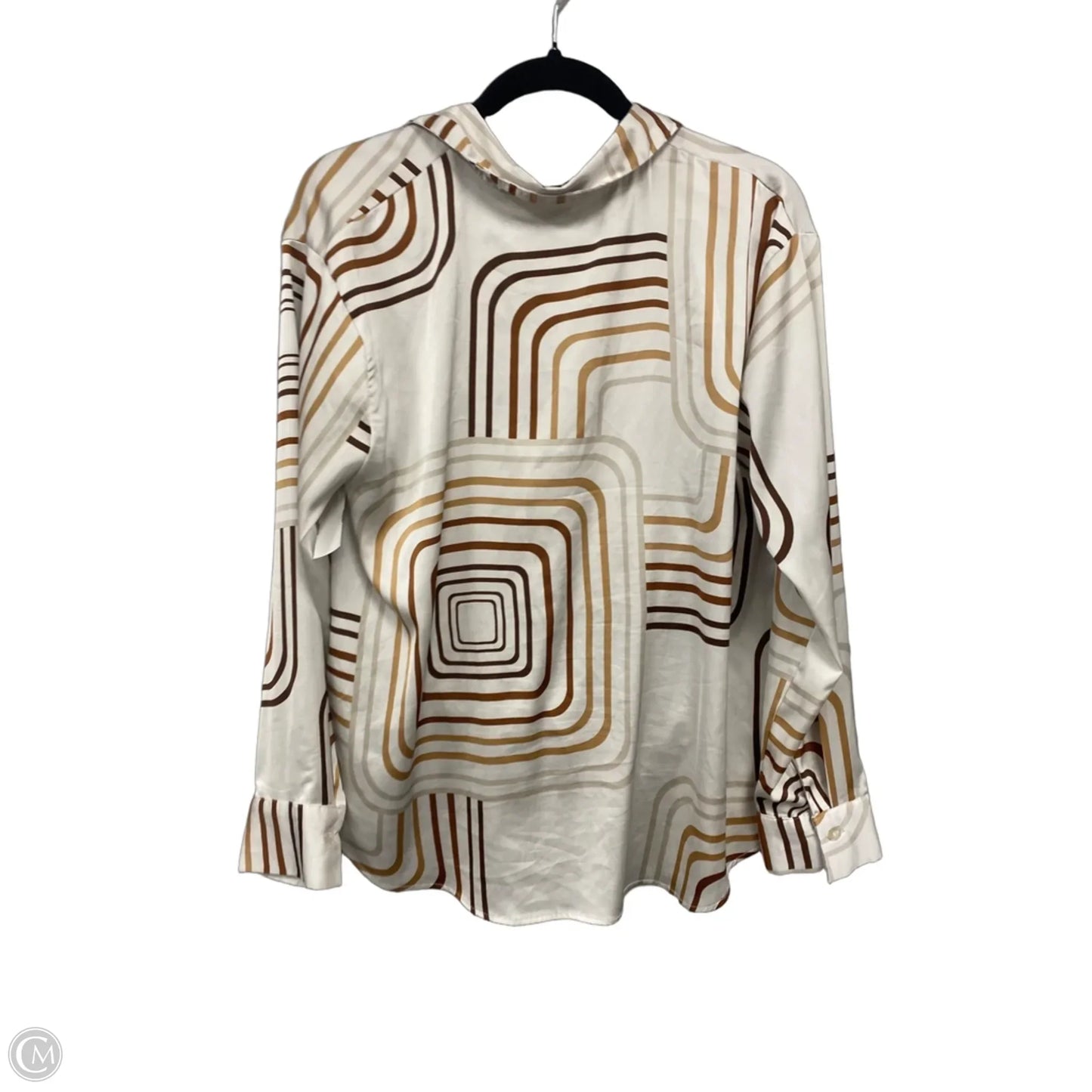 Blouse Long Sleeve By Clothes Mentor In Brown & White, Size: L
