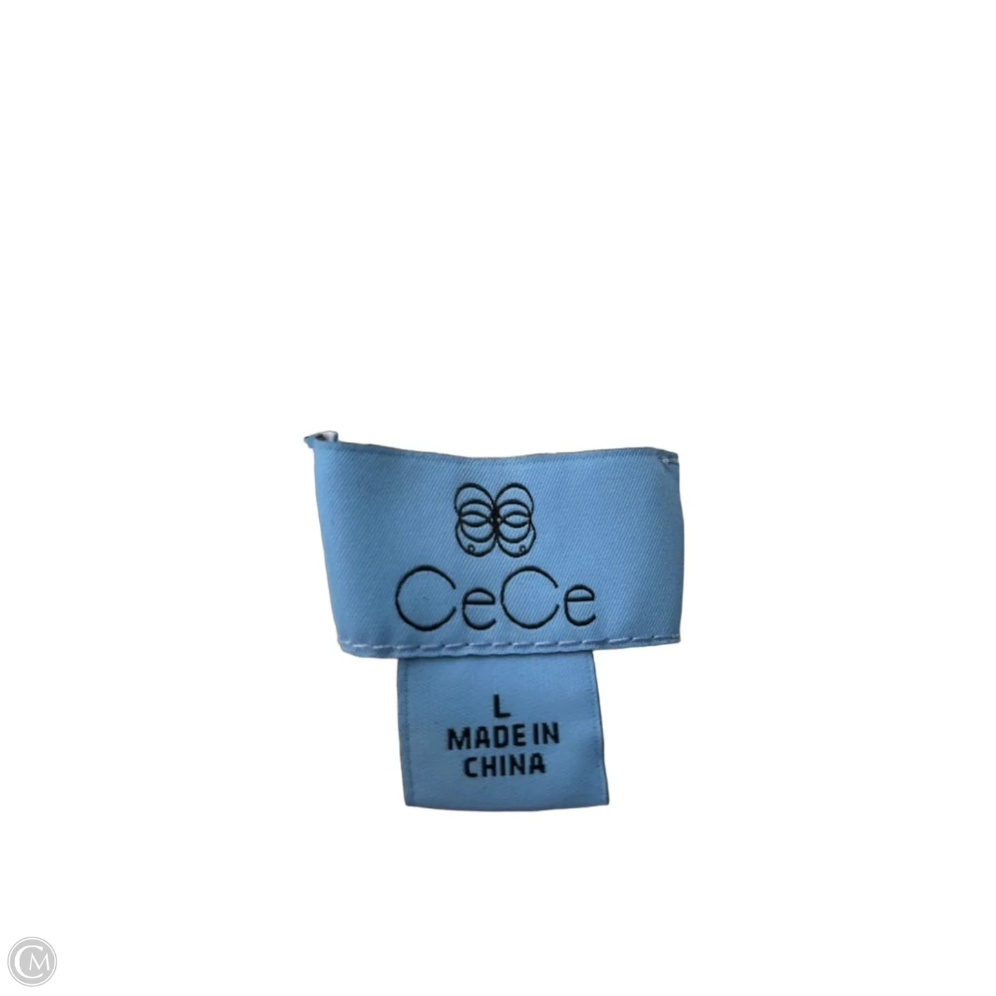 Blouse Short Sleeve By Cece In Blue & White, Size: L