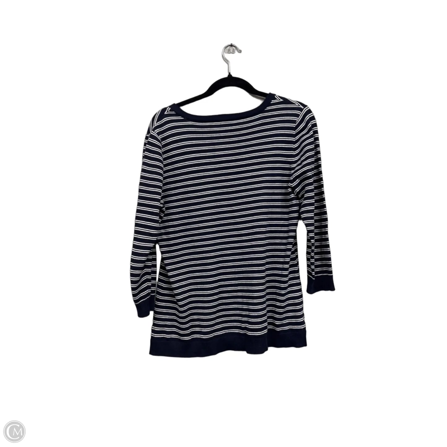 Top 3/4 Sleeve By Talbots In Blue & White, Size: M