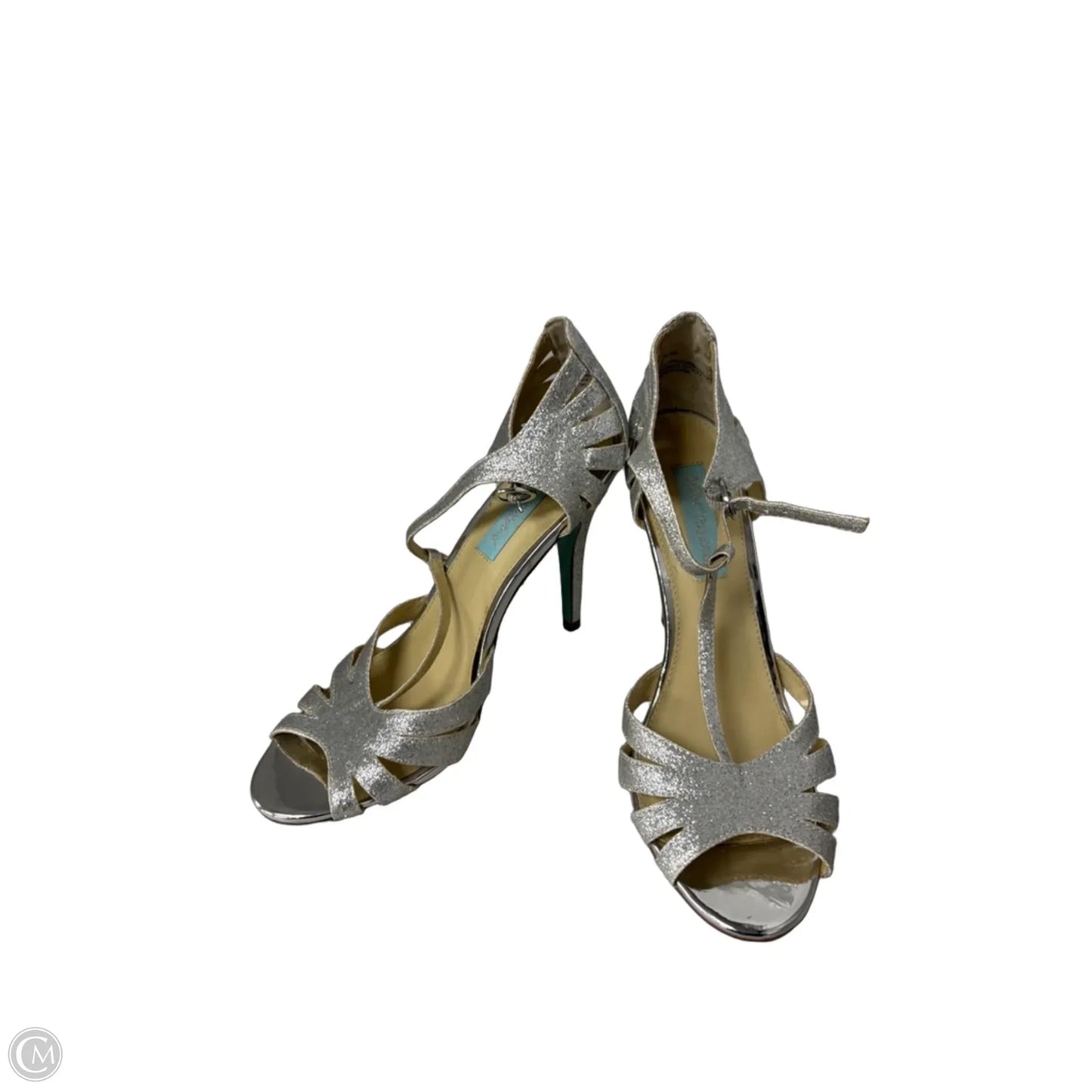 Shoes Heels Stiletto By Betsey Johnson In Silver, Size: 8