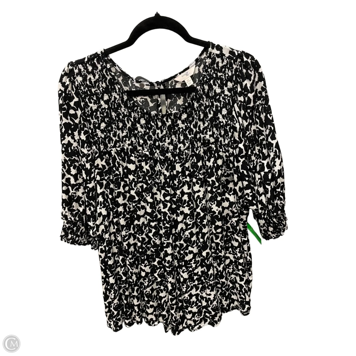 Top Short Sleeve By Terra & Sky In Black & Cream, Size: 2x