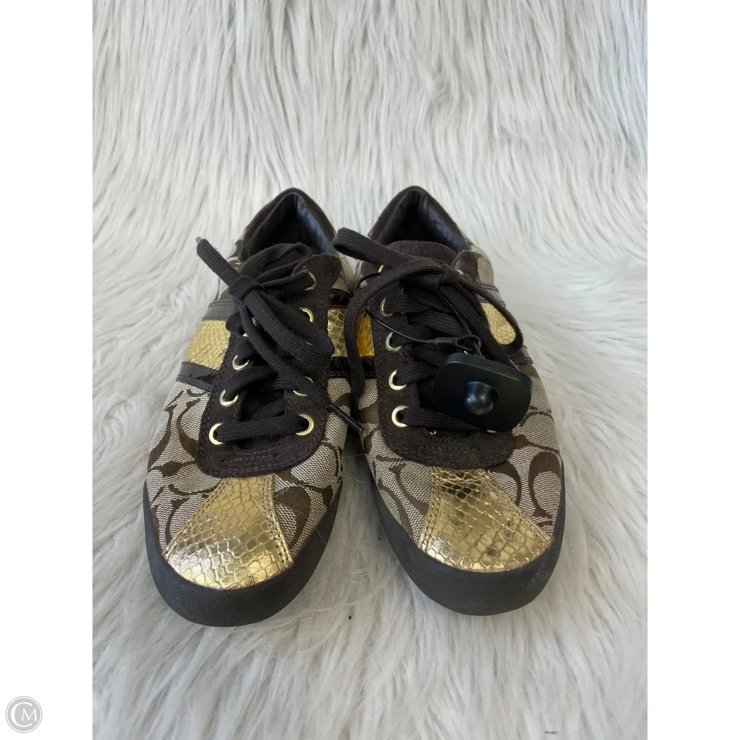 Shoes Designer By Coach In Brown & Gold, Size: 8