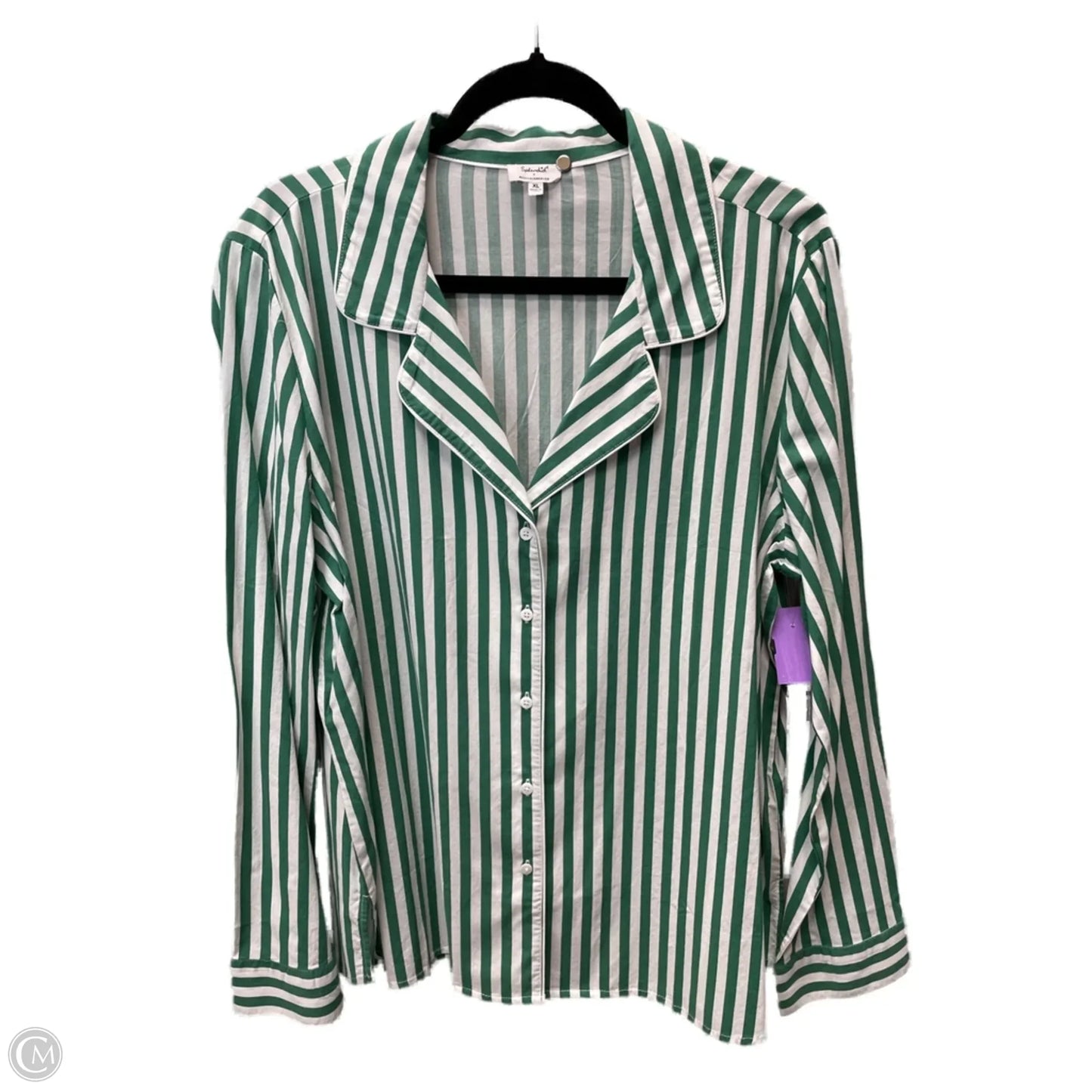 Blouse Long Sleeve By Splendid In Striped Pattern, Size: Xl