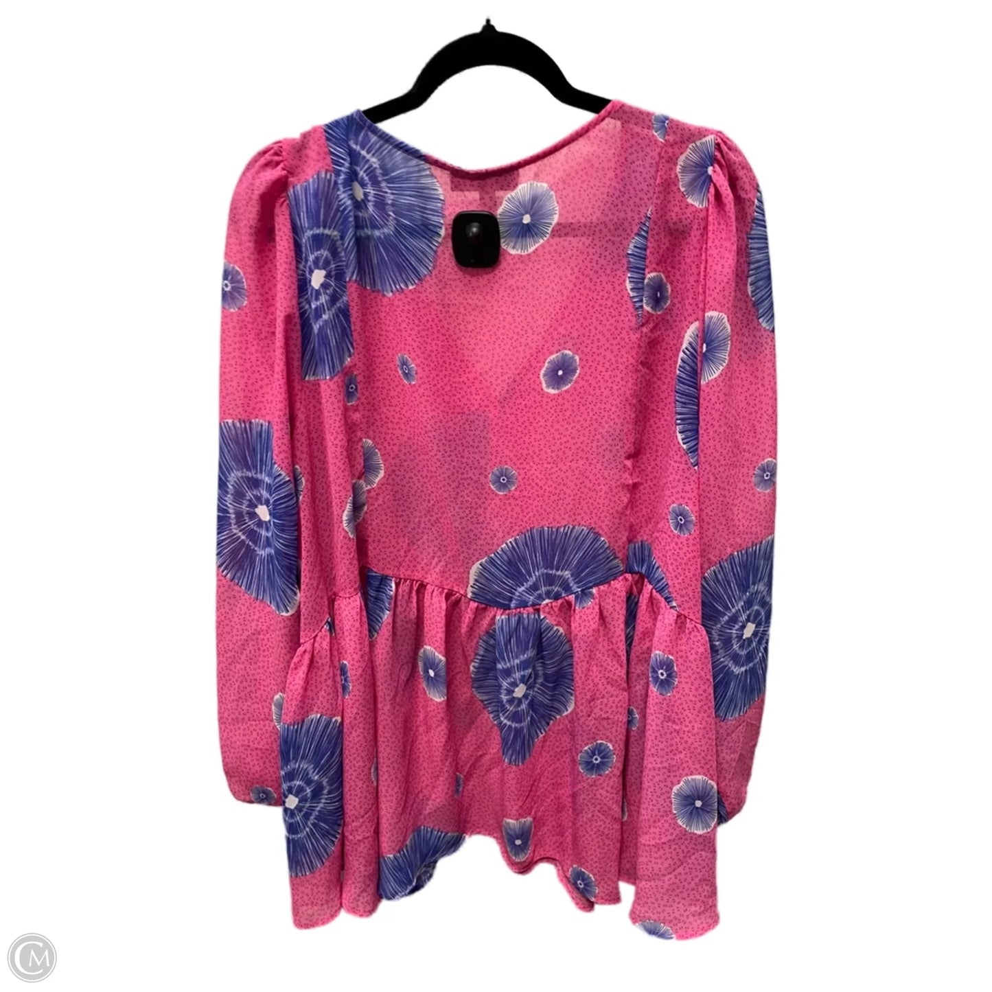 Blouse Long Sleeve By Lane Bryant In Blue & Pink, Size: 1x