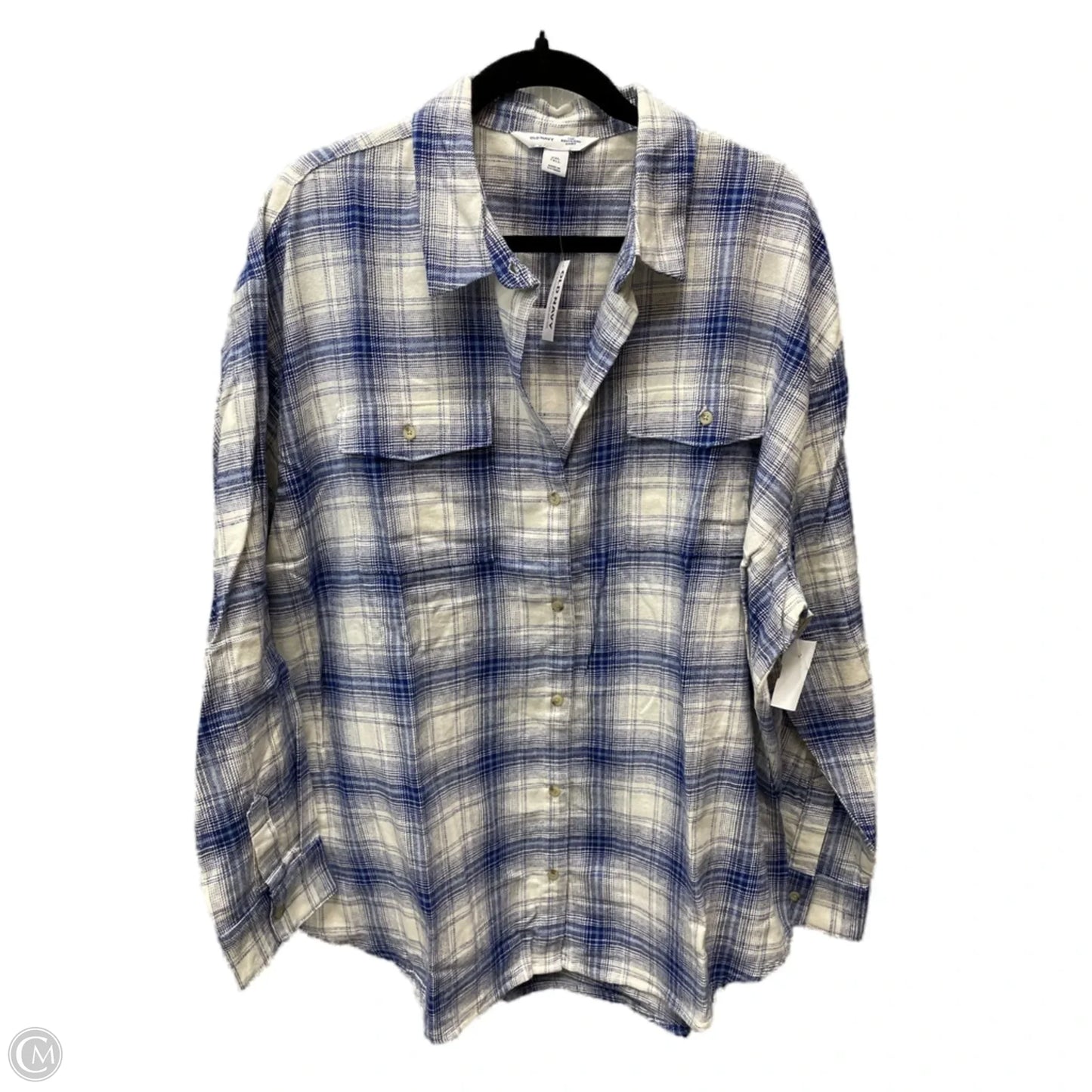 Tunic Long Sleeve By Old Navy In Blue & White, Size: 1x