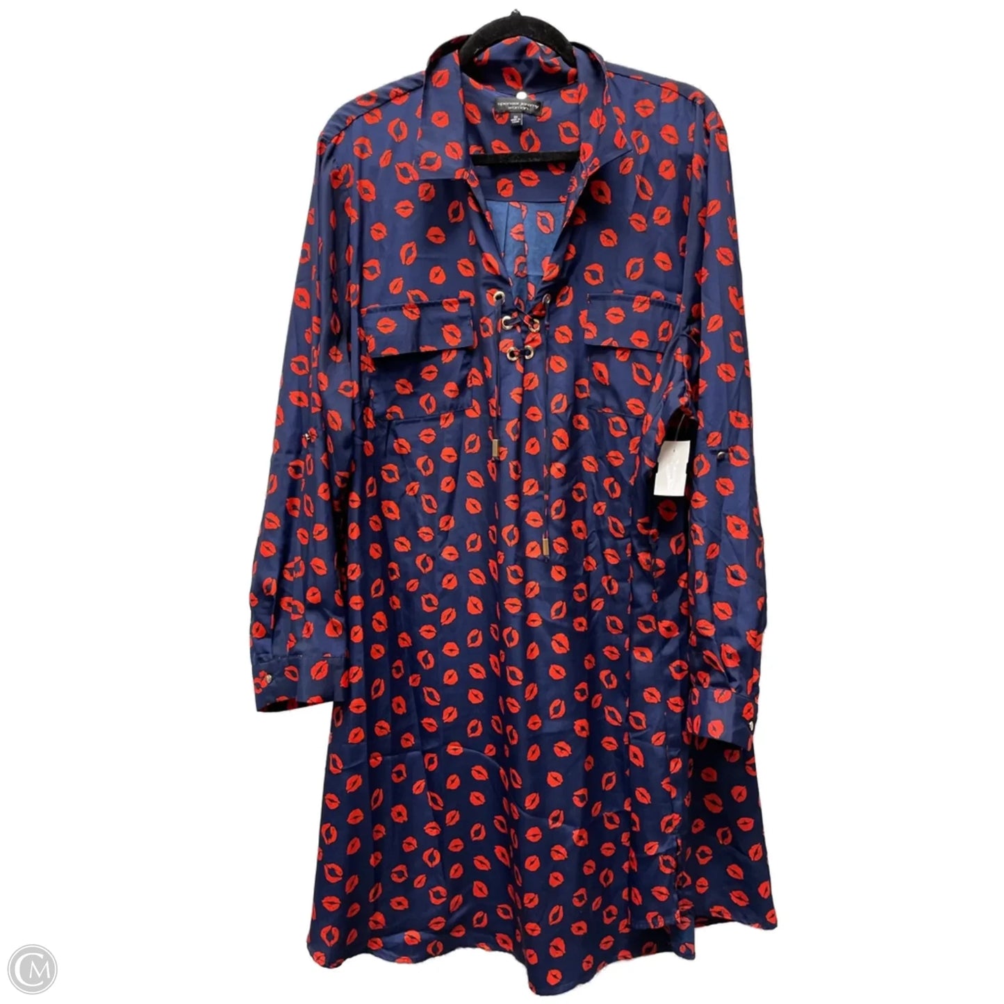 Dress Casual Short By Spencer Jeremy In Blue & Red, Size: 2x