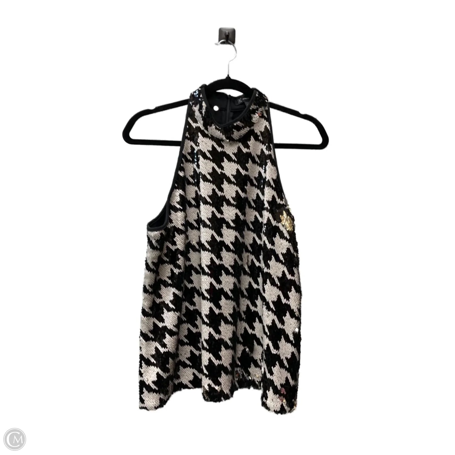 Blouse Sleeveless By Inc In Black & Cream, Size: L