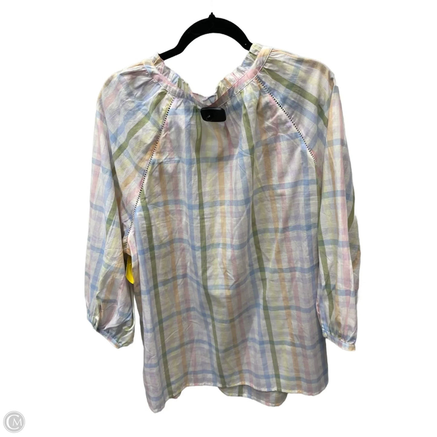 Top Long Sleeve By Talbots In Checkered Pattern, Size: 3x