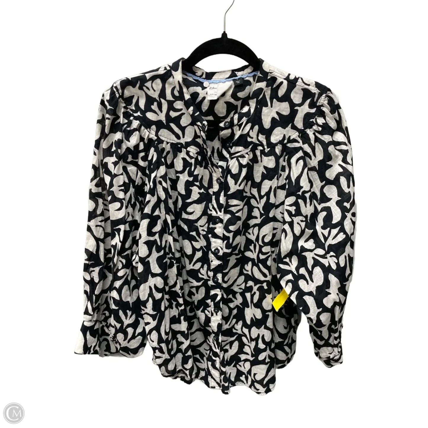 Top Long Sleeve By Anthropologie In Black & Cream, Size: L