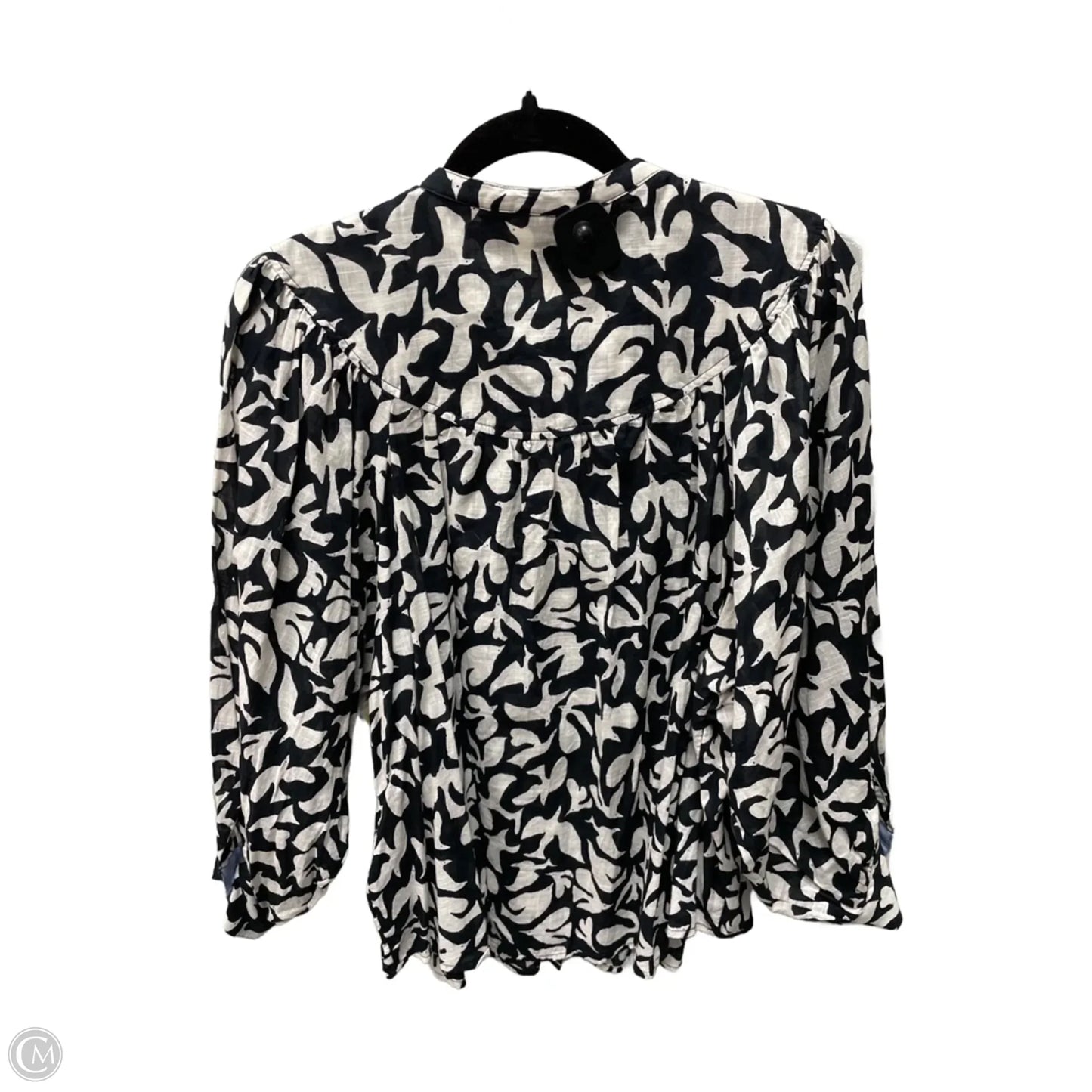Top Long Sleeve By Anthropologie In Black & Cream, Size: L