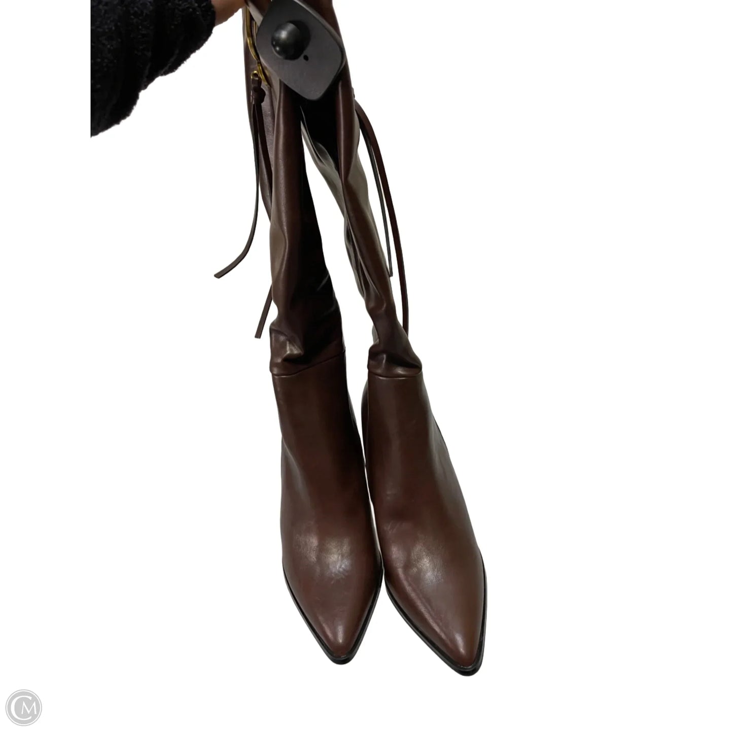 Boots Knee Heels By Clothes Mentor In Brown, Size: 9.5