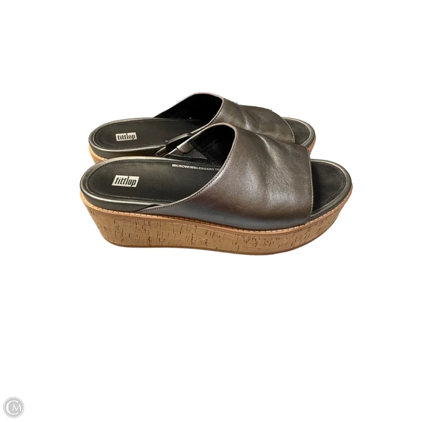 Sandals Heels Platform By Fitflop In Silver & Tan, Size: 10