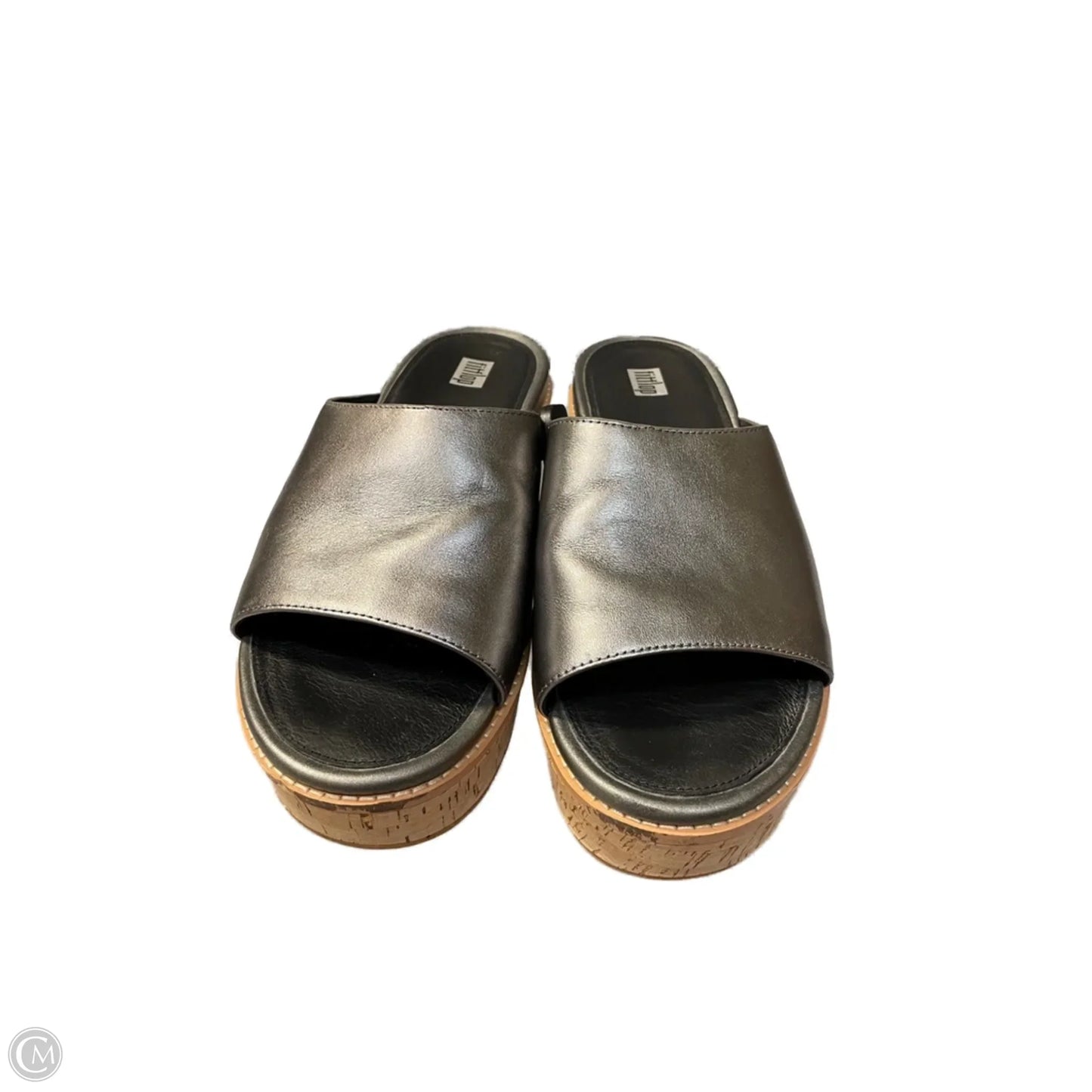 Sandals Heels Platform By Fitflop In Silver & Tan, Size: 10