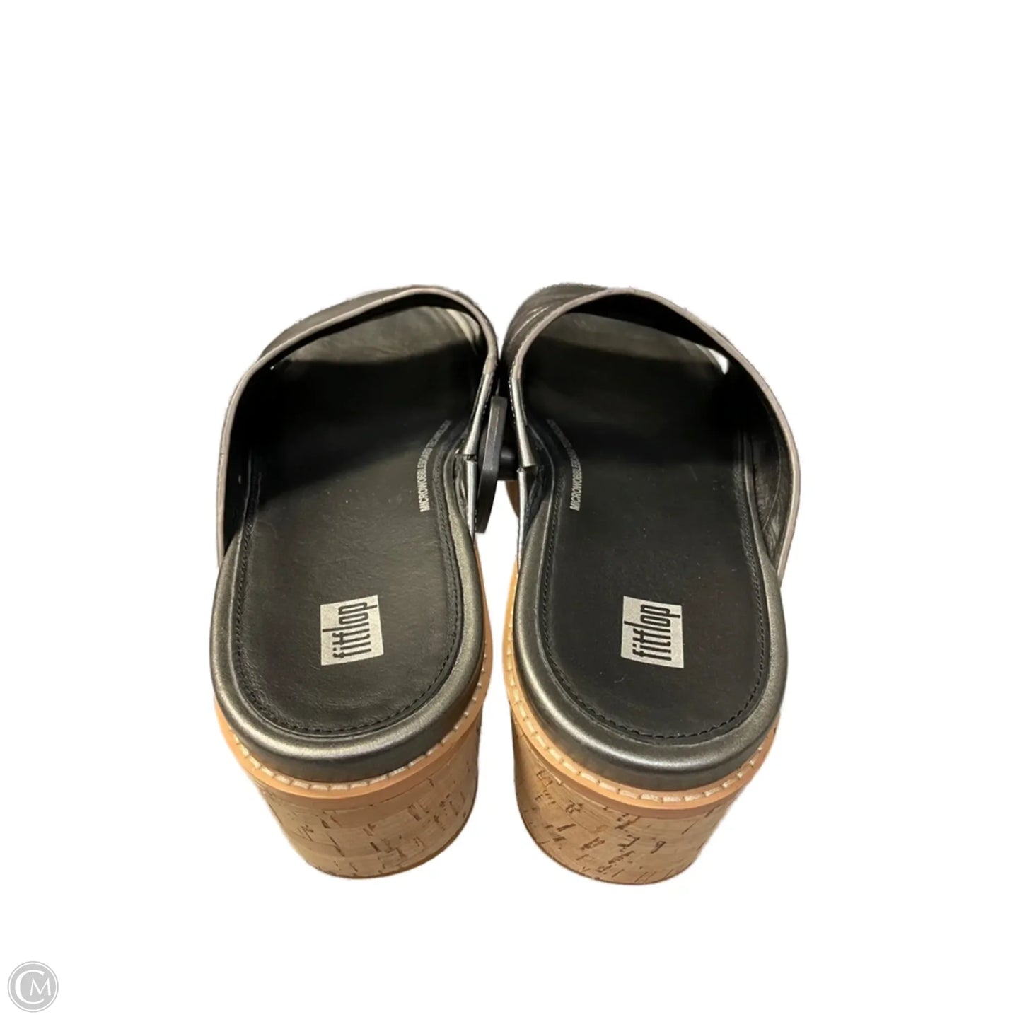 Sandals Heels Platform By Fitflop In Silver & Tan, Size: 10