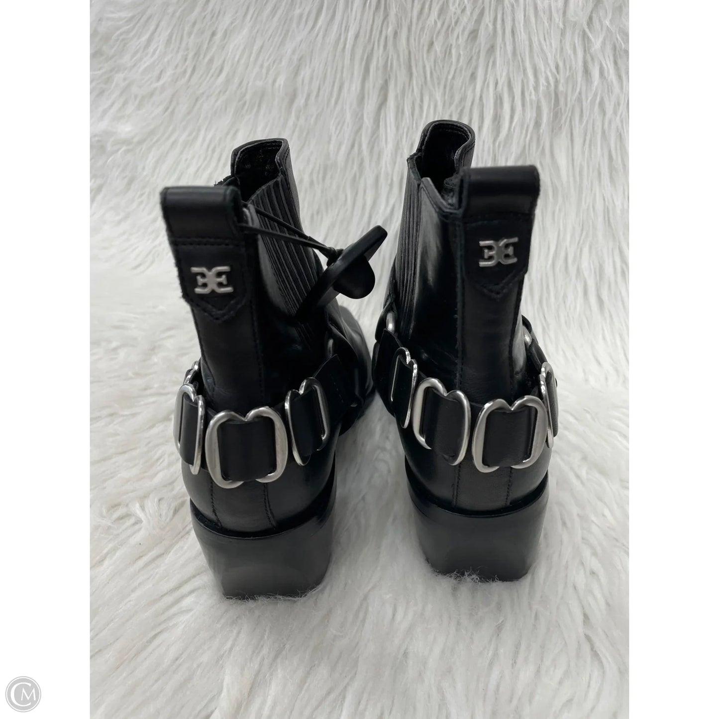 Boots Ankle Heels By Sam Edelman In Black & Silver, Size: 7.5