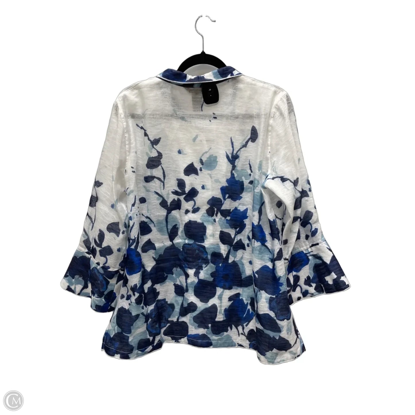 Top Short Sleeve By Ali Miles In Blue & White, Size: M