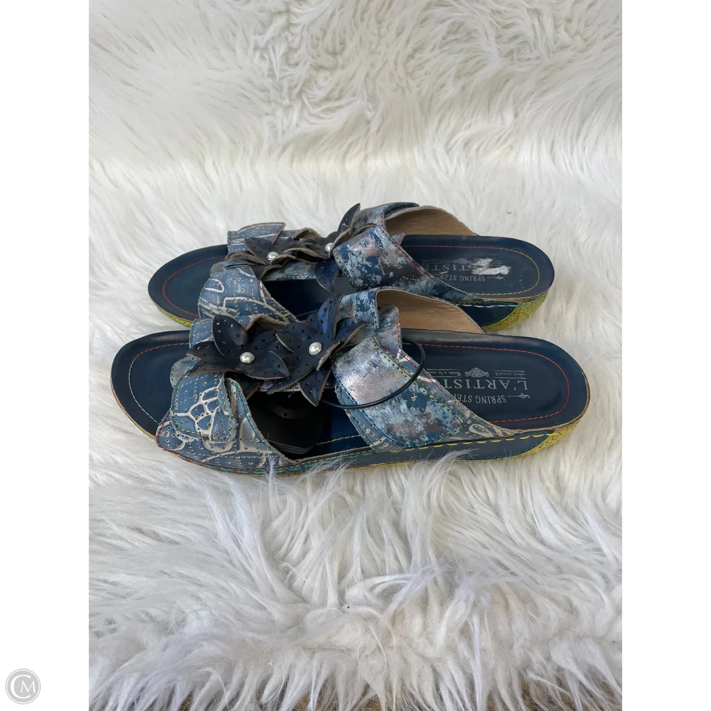 Sandals Flats By Spring Step In Blue, Size: 9