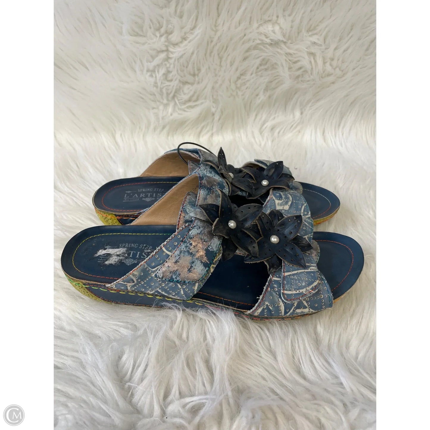 Sandals Flats By Spring Step In Blue, Size: 9